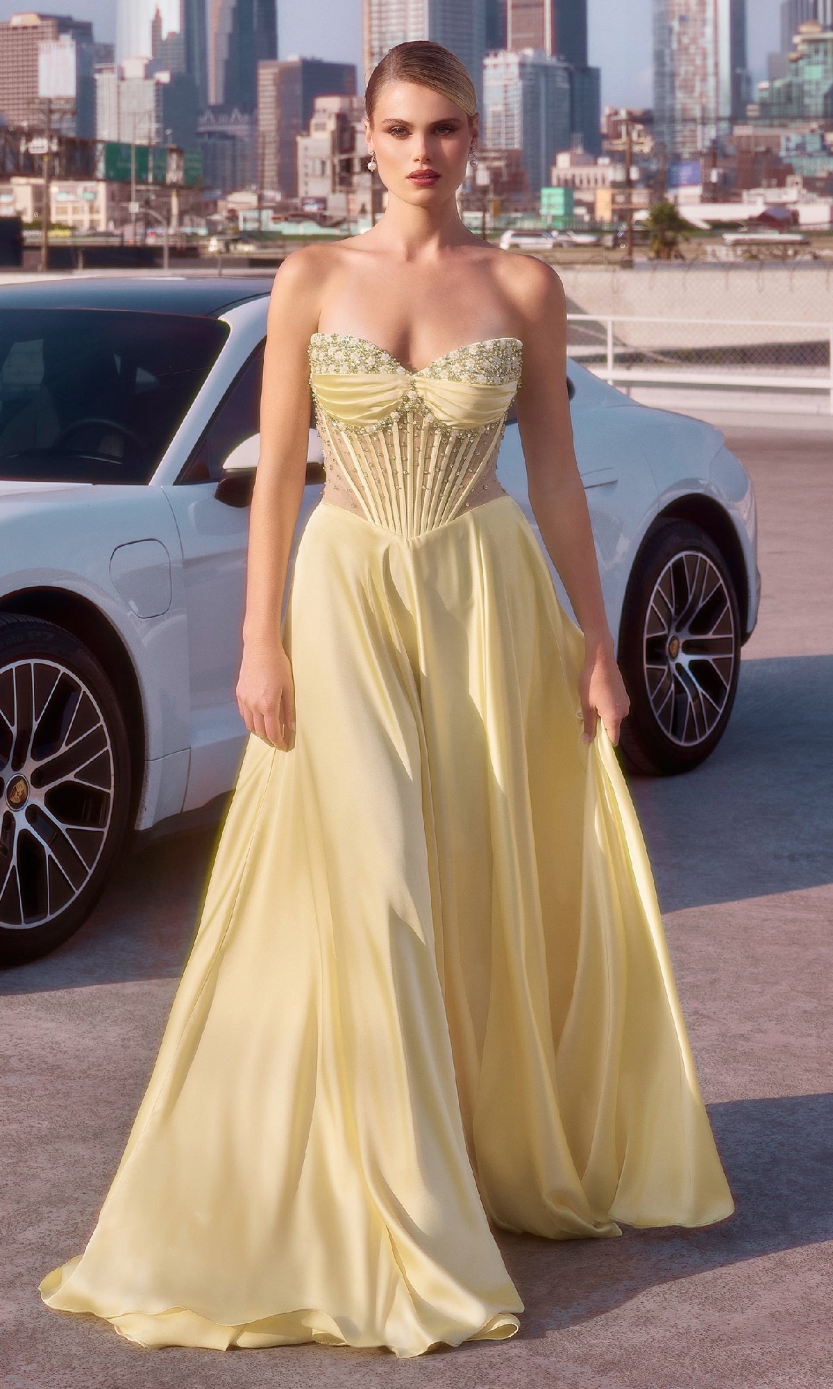 Strapless Long A-Line Prom Dress: Ladivine CD297 - Image 7