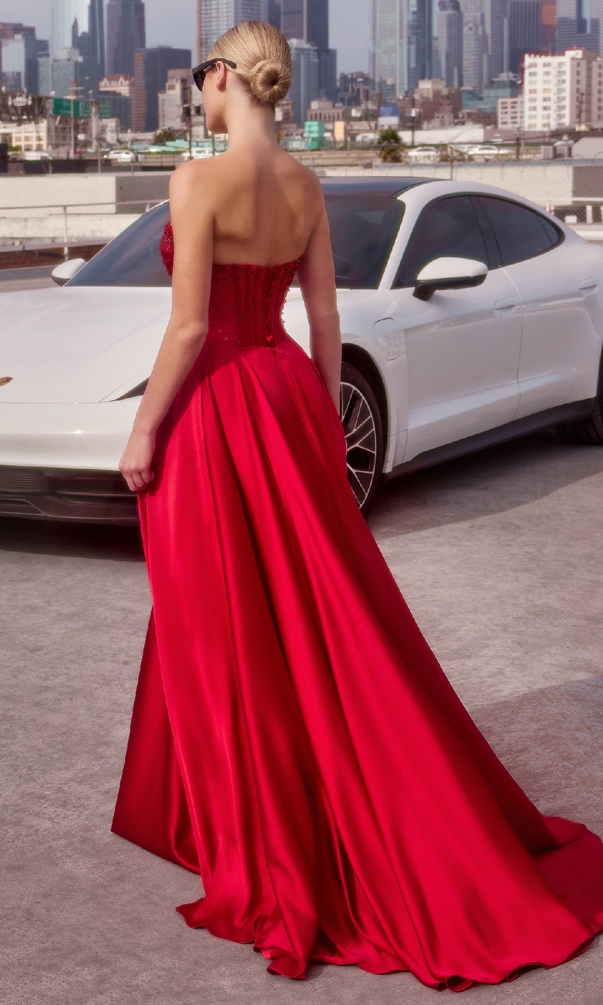 Strapless Long A-Line Prom Dress: Ladivine CD297 - Image 2