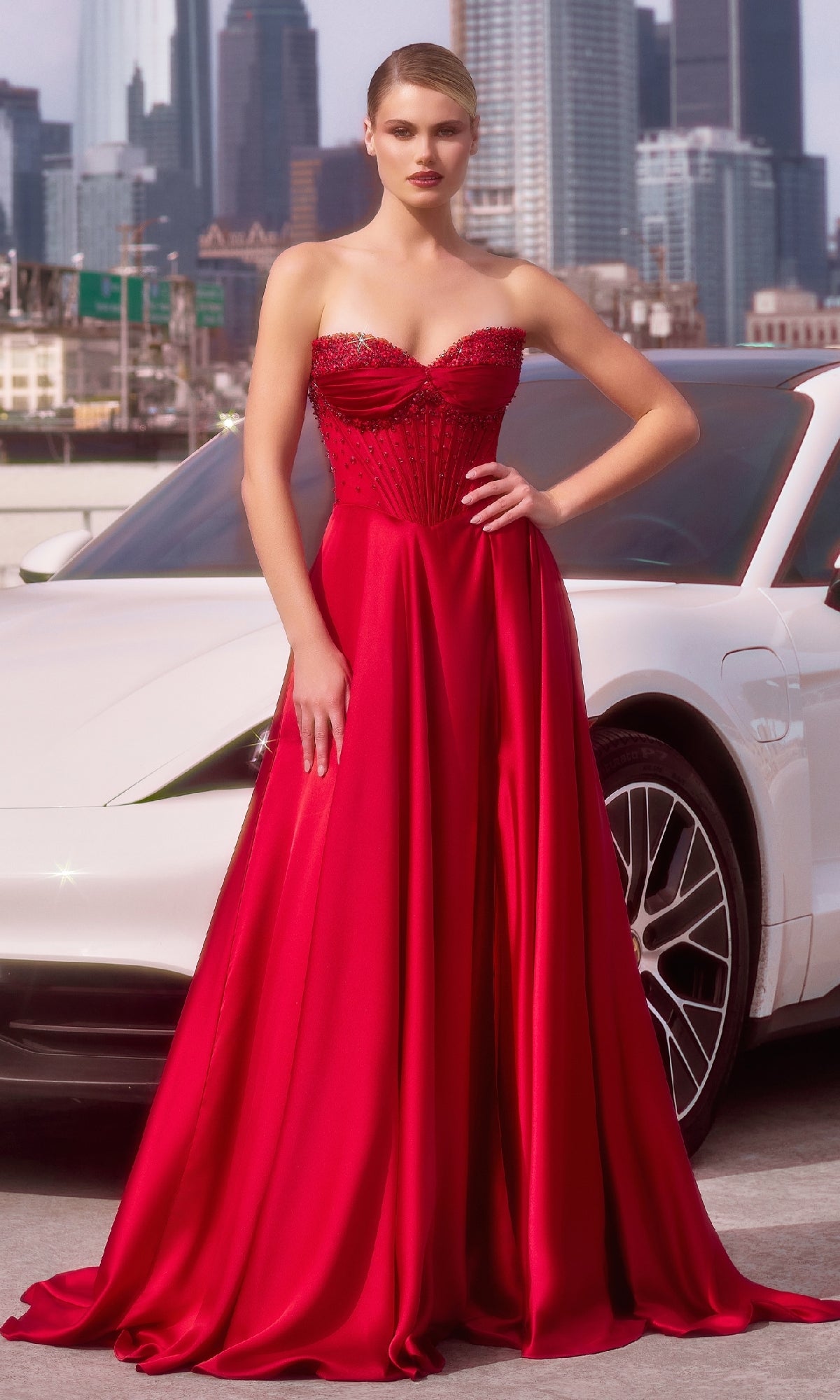 Strapless Long A-Line Prom Dress: Ladivine CD297 - Image 17