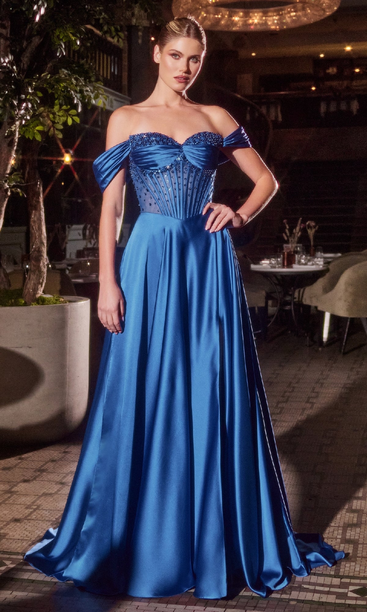 Strapless Long A-Line Prom Dress: Ladivine CD297 - Image 3