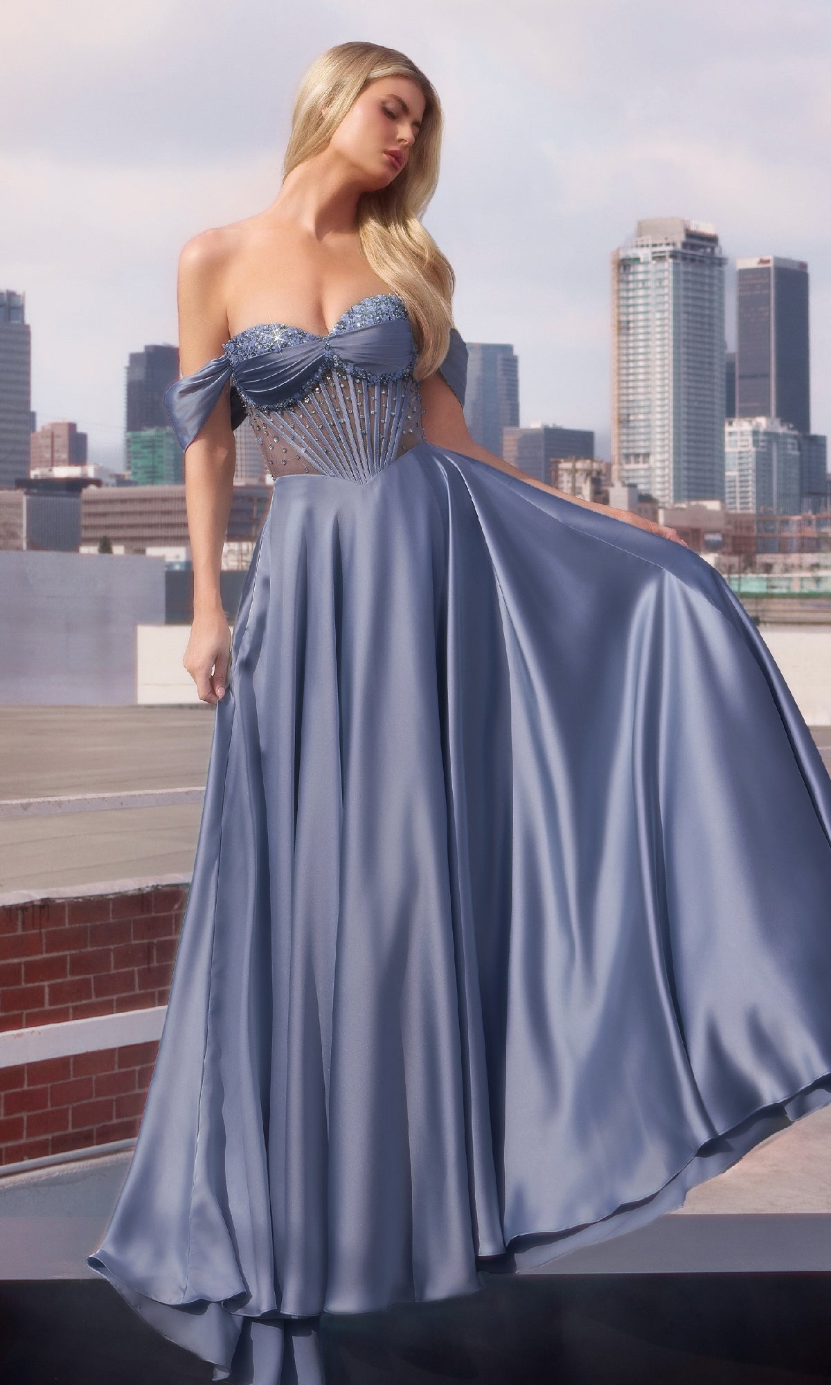 Strapless Long A-Line Prom Dress: Ladivine CD297 - Image 9