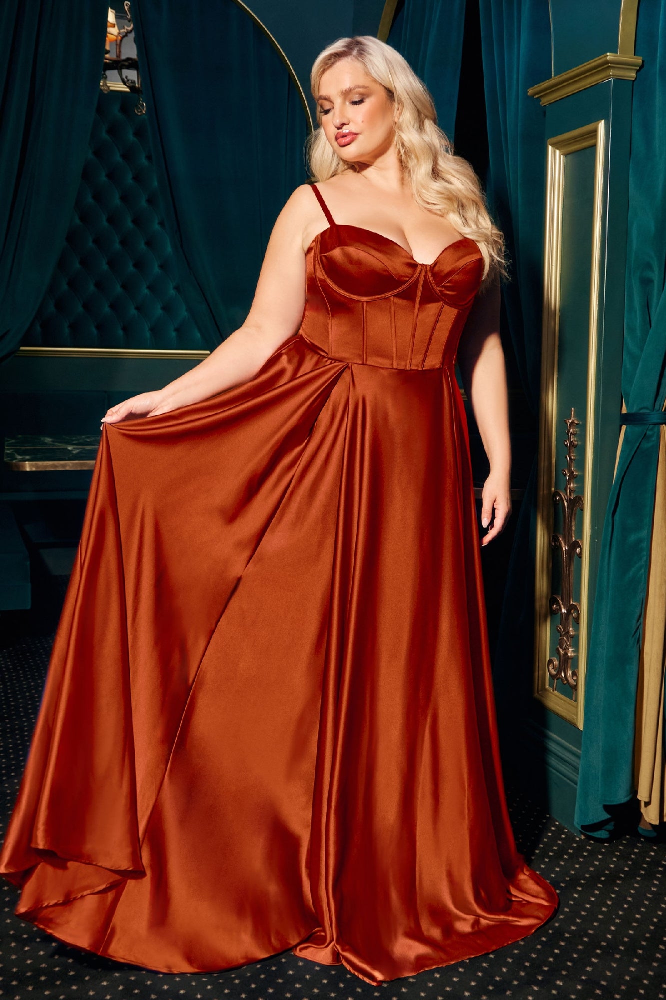 Plus-Size Long A-Line Prom Dress: CLCD337C - Image 7