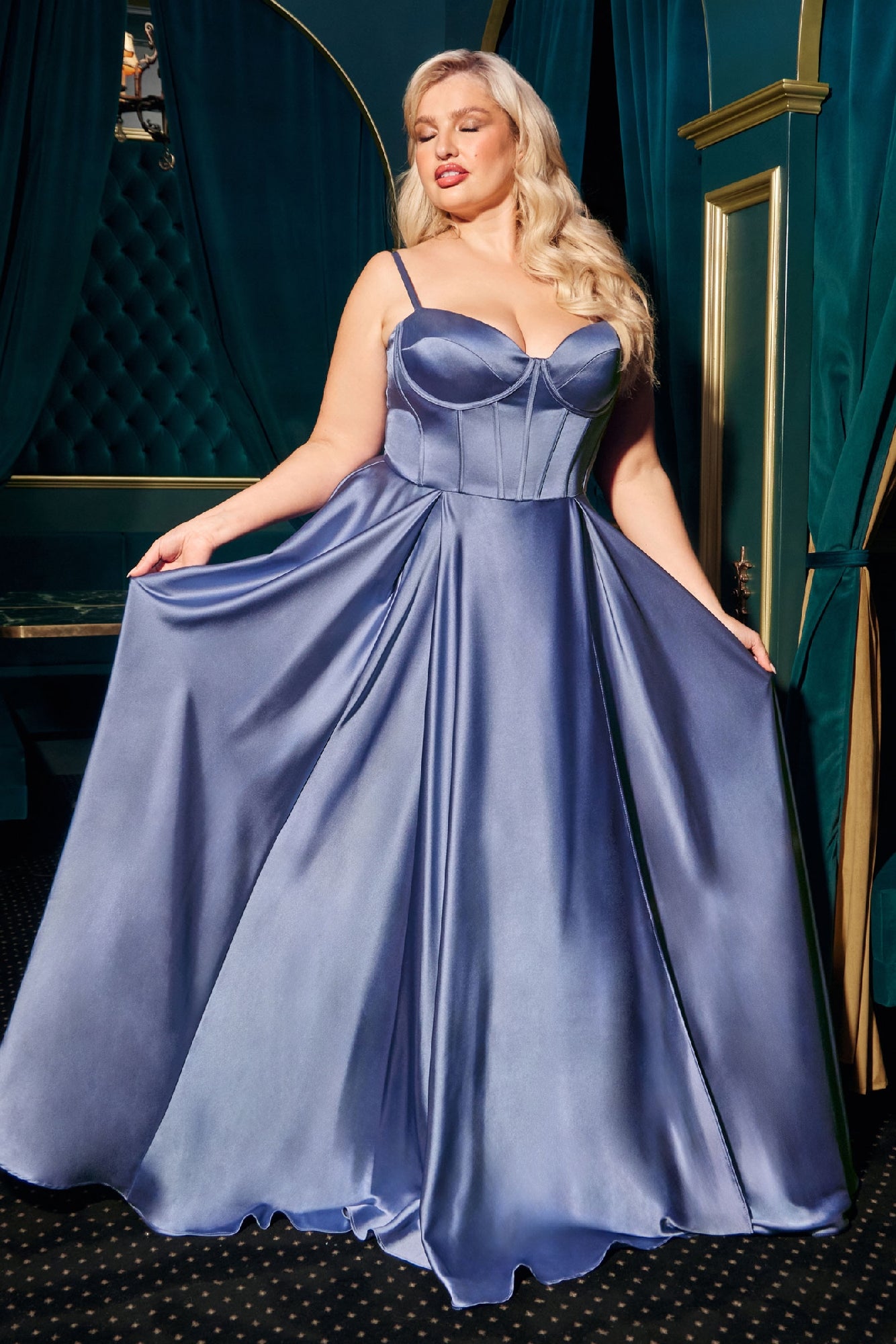 Plus-Size Long A-Line Prom Dress: CLCD337C - Image 9