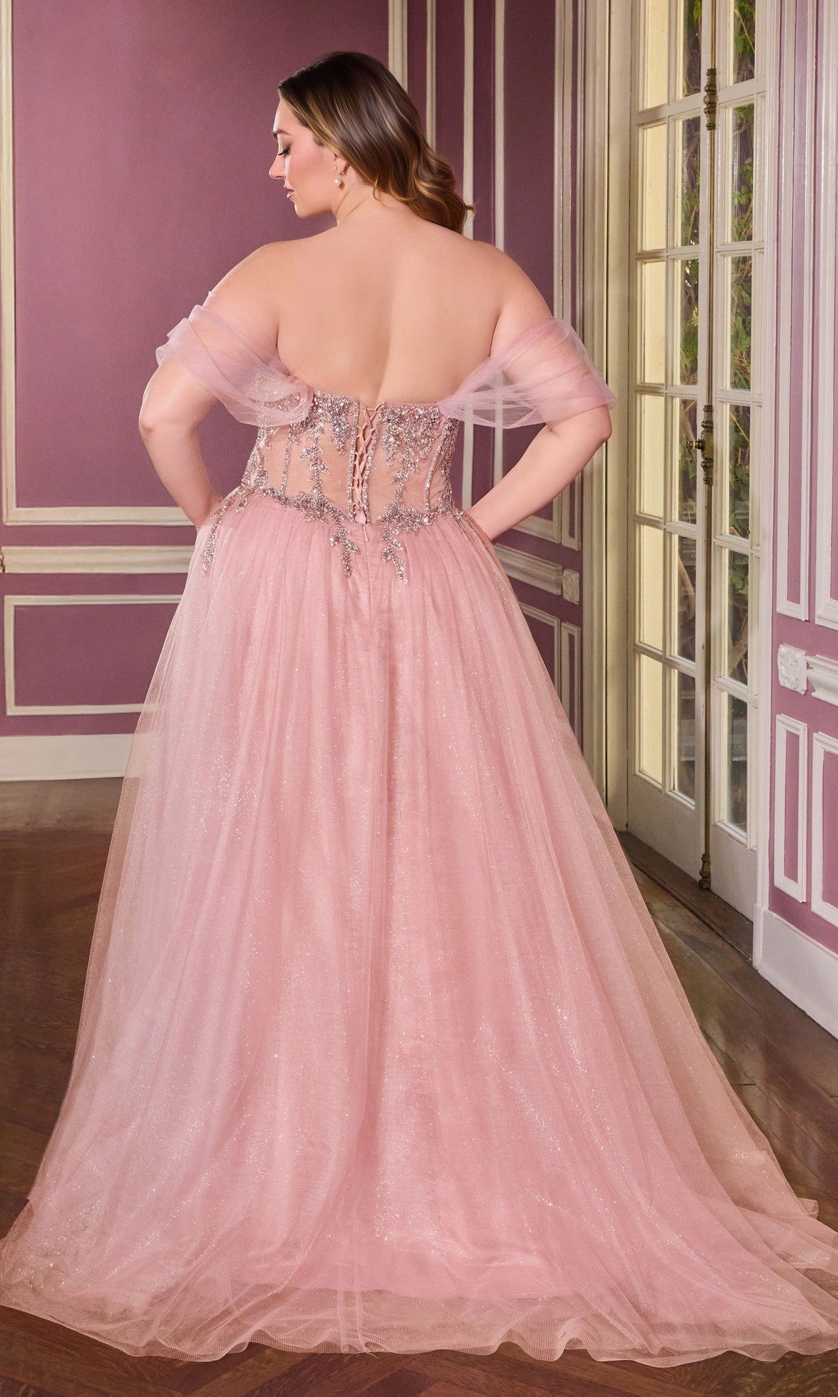 Plus-Size Glitter Prom Ball Gown: CLCD721C - Image 2