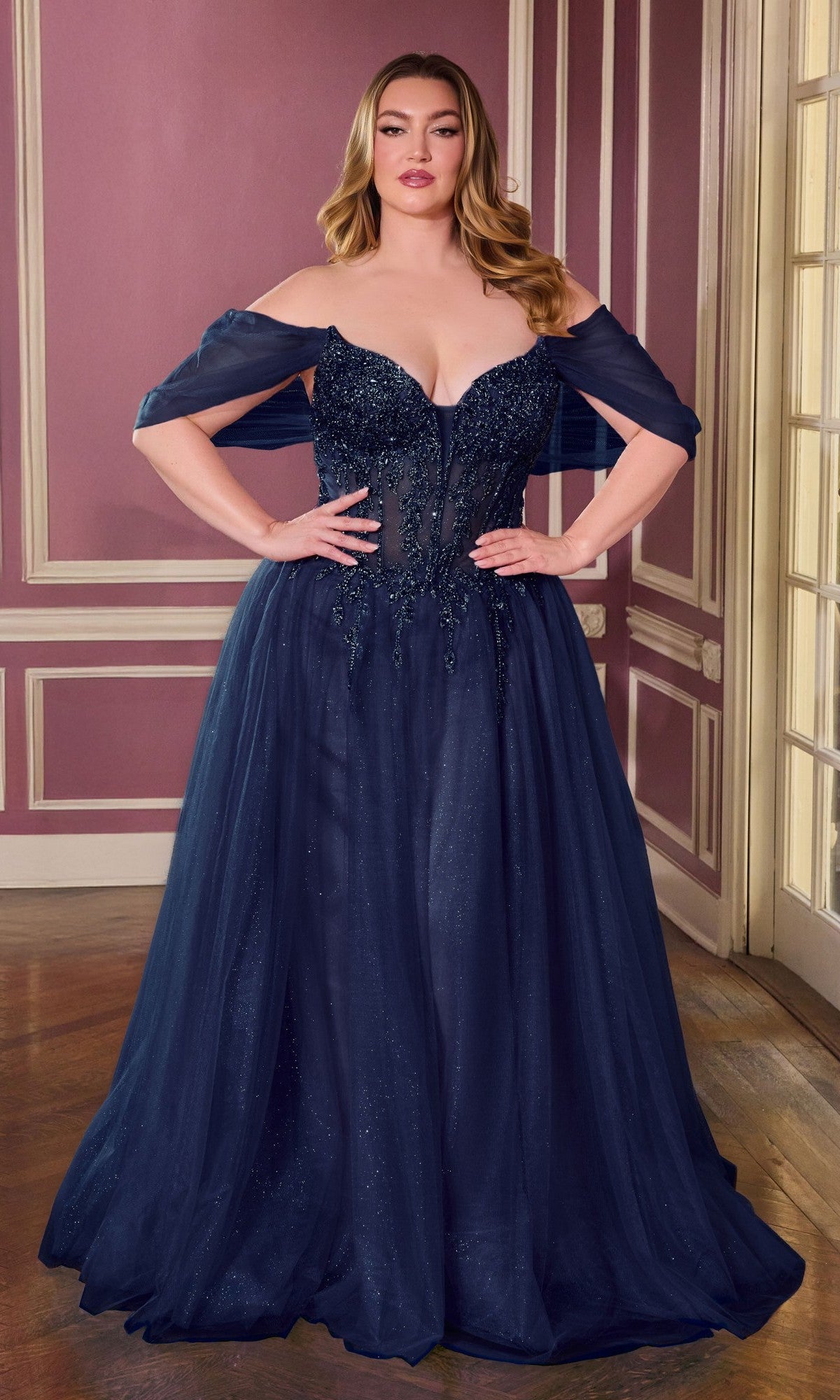 Plus-Size Glitter Prom Ball Gown: CLCD721C - Image 3
