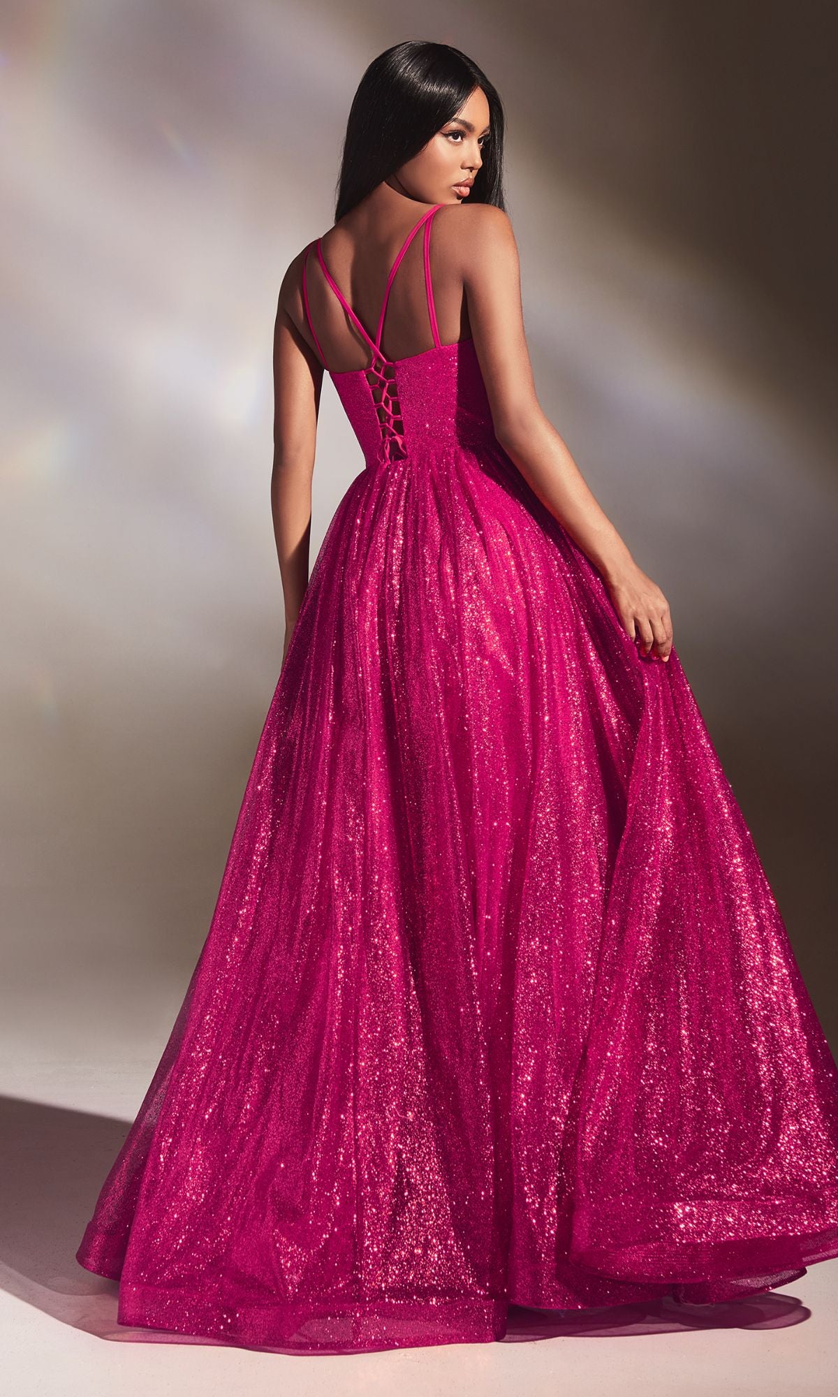 Corset-Back Long Glitter Prom Ball Gown CD996 - Image 4