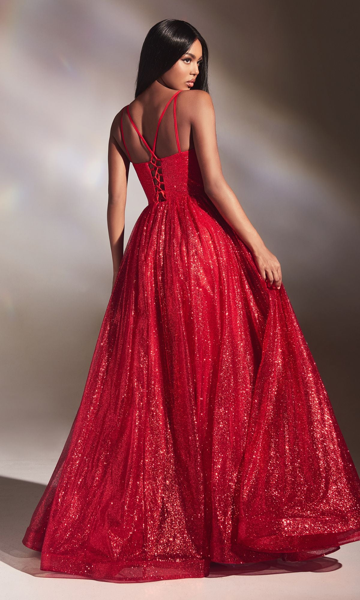 Corset-Back Long Glitter Prom Ball Gown CD996 - Image 2