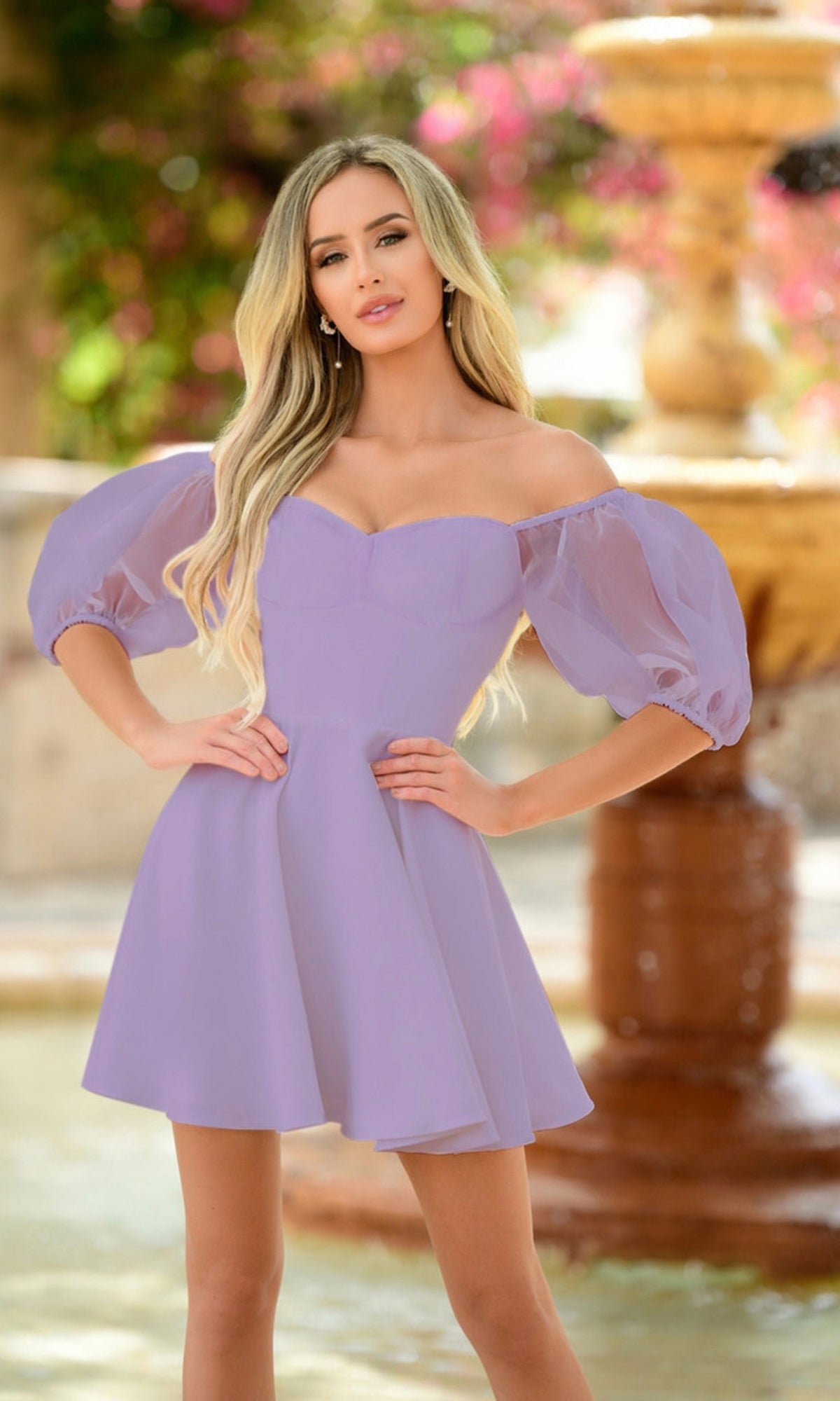 Short Puff-Sleeve Party Dress: Chloe by Velvi