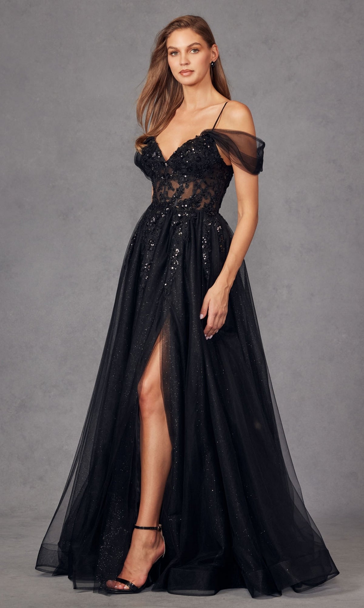 Sheer-Waist Long Prom Ball Gown: Juliet JT2466A - Image 8