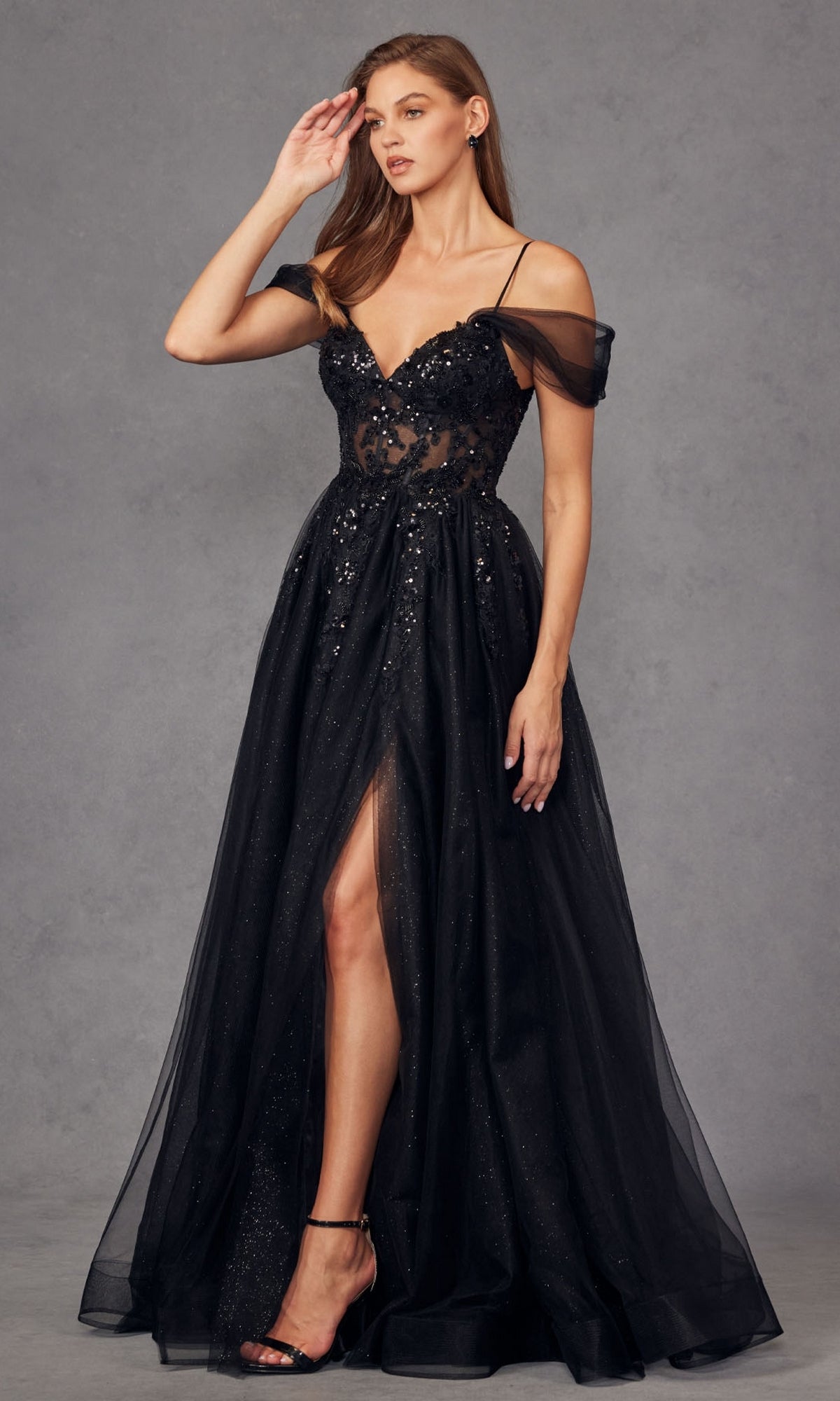 Sheer-Waist Long Prom Ball Gown: Juliet JT2466A - Image 10