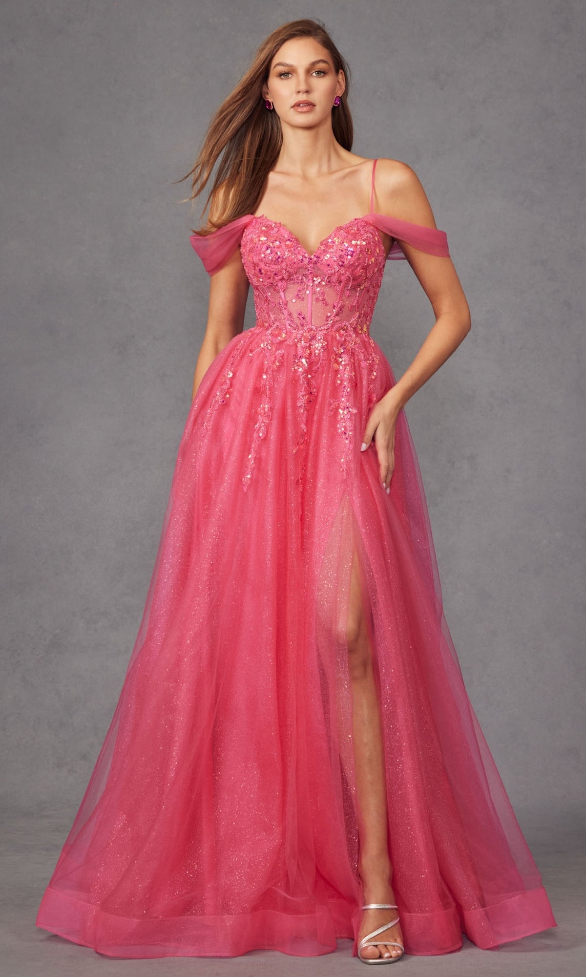 Sheer-Waist Long Prom Ball Gown: Juliet JT2466A - Image 13
