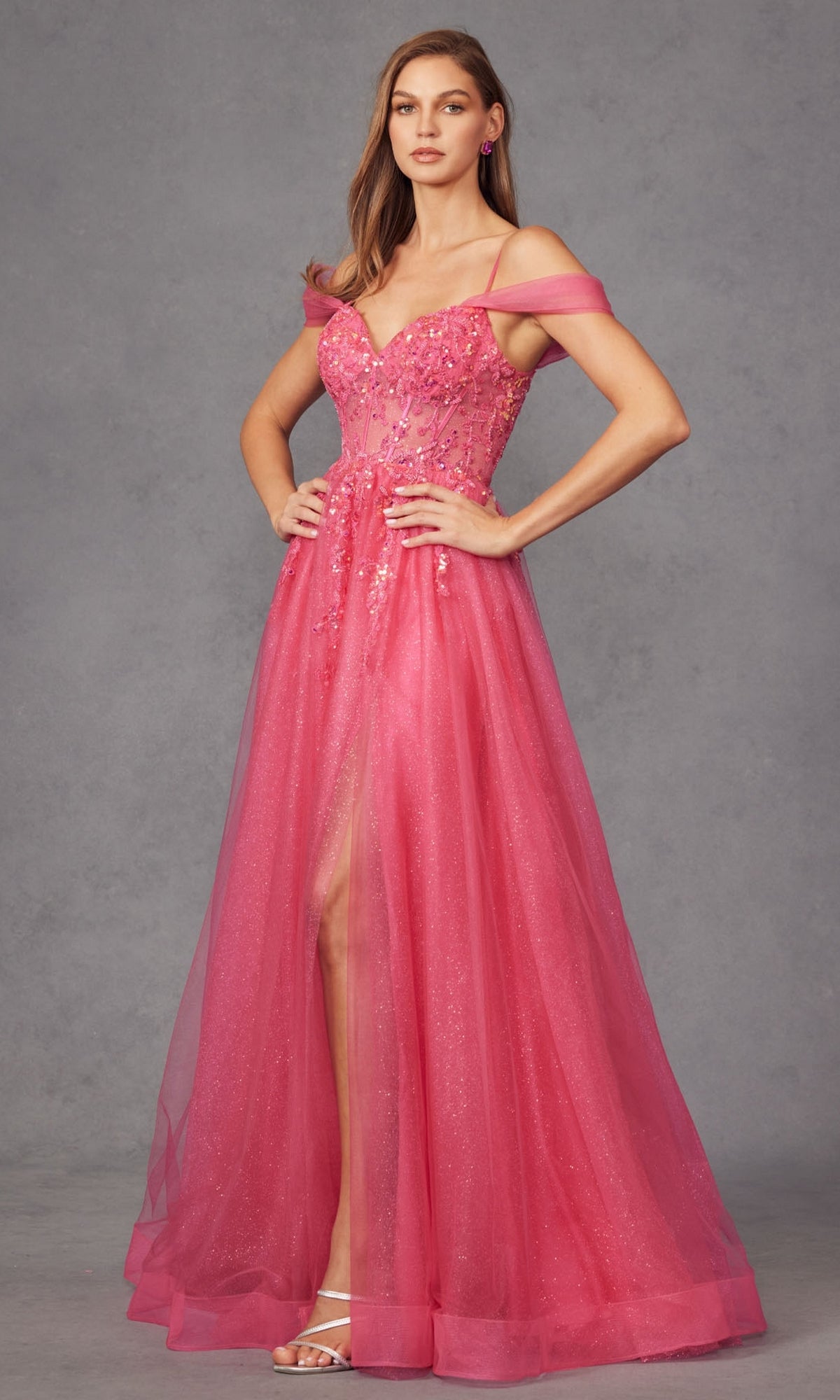 Sheer-Waist Long Prom Ball Gown: Juliet JT2466A - Image 14