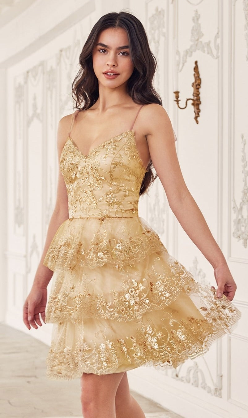Sequin-Print Short Ruffled Homecoming Dress KV1090 - Image 5