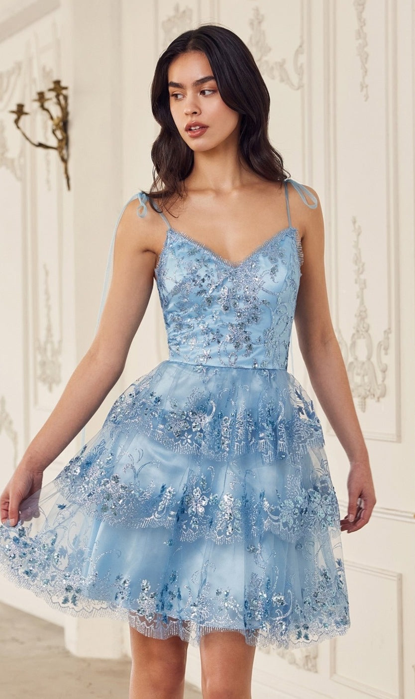 Sequin-Print Short Ruffled Homecoming Dress KV1090 - Image 3