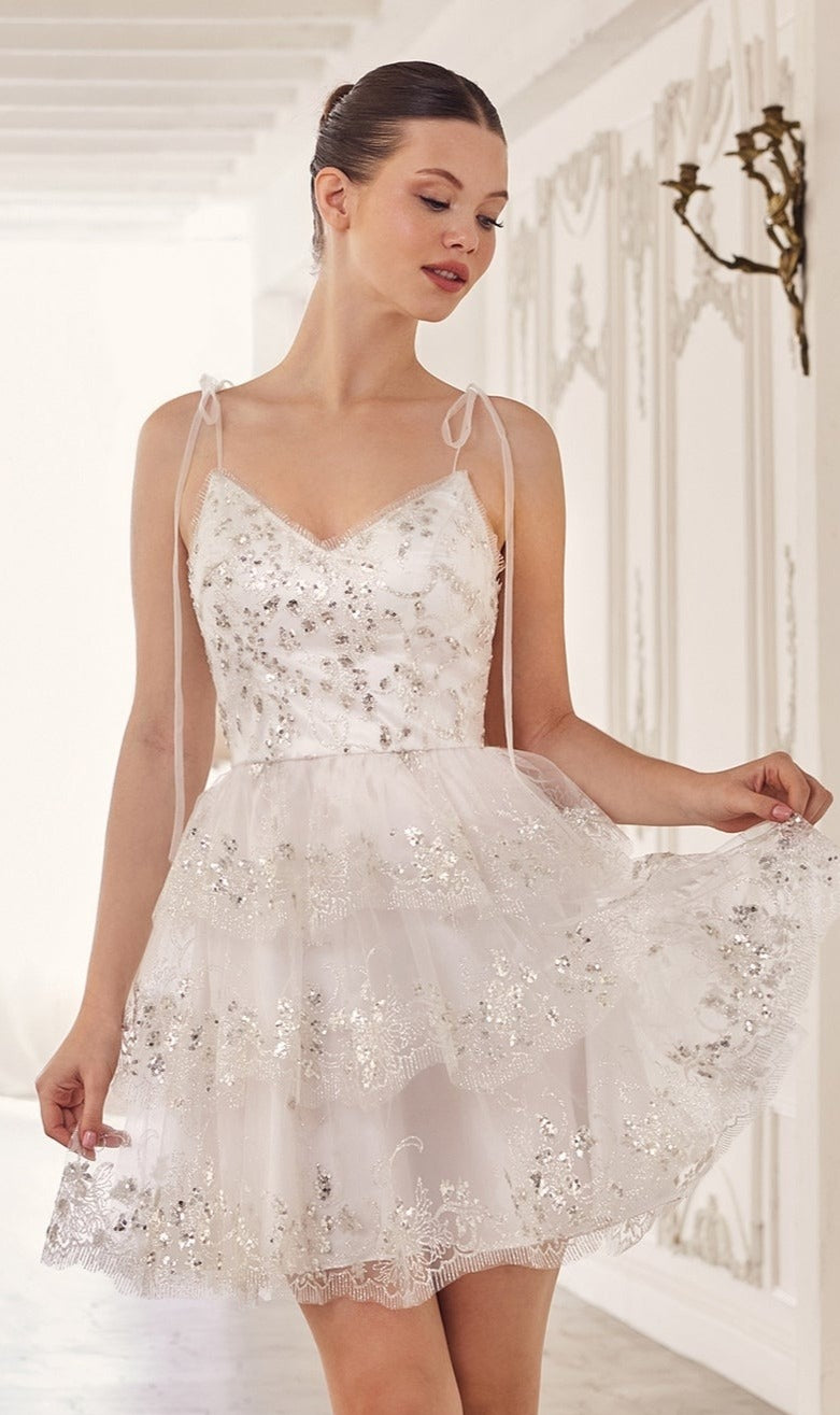 Sequin-Print Short Ruffled Homecoming Dress KV1090 - Image 7