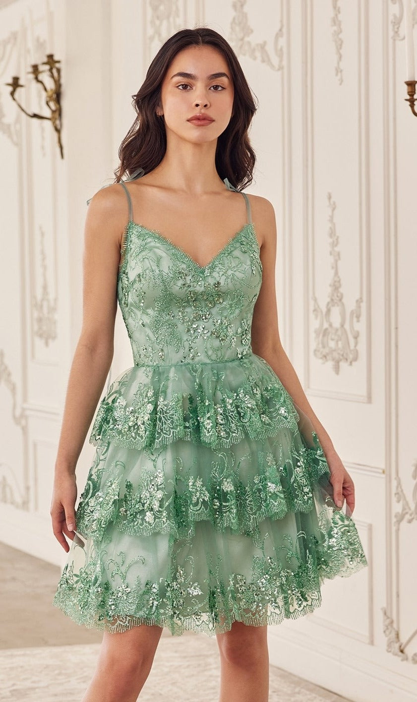 Sequin-Print Short Ruffled Homecoming Dress KV1090 - Image 8