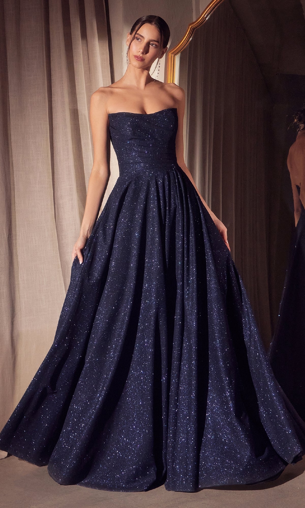 Strapless Long A-Line Glitter Prom Dress: CLT701 - Image 11