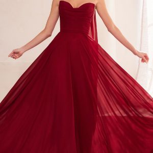 Strapless Long Chiffon Prom Dress: CLT703