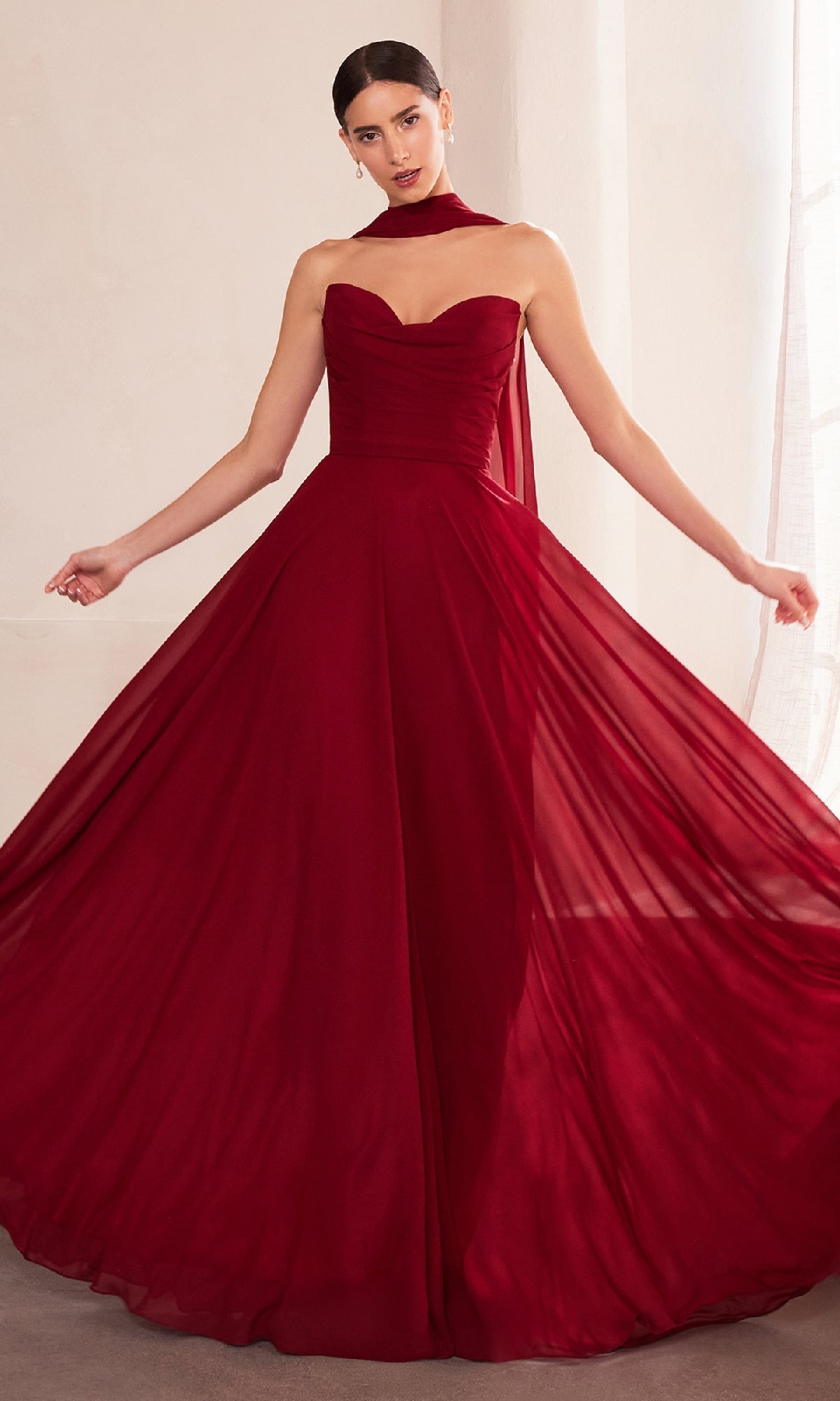 Strapless Long Chiffon Prom Dress: CLT703