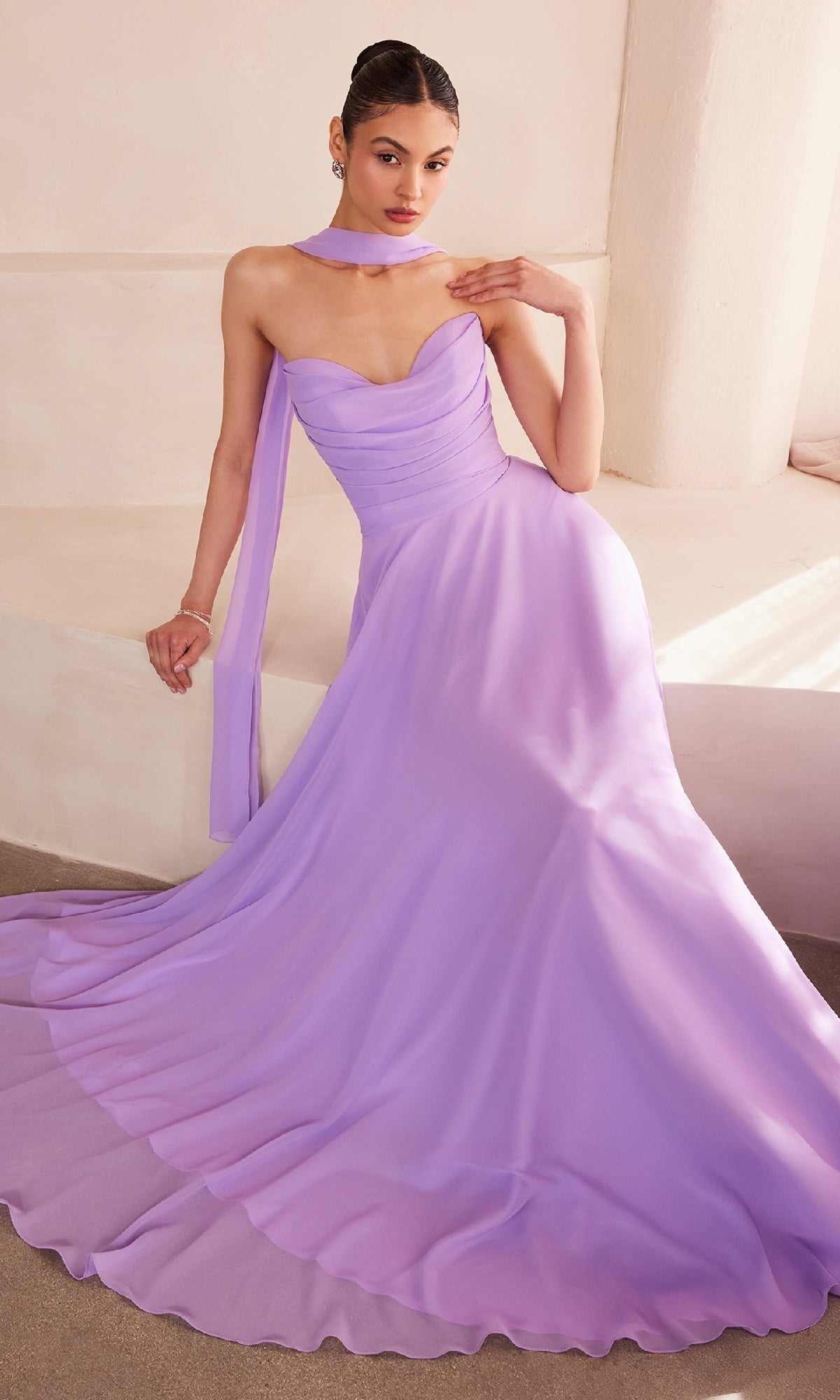 Strapless Long Chiffon Prom Dress: CLT703 - Image 16