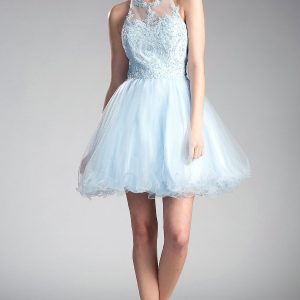 High-Neck Short Babydoll Homecoming Dress UJ0119