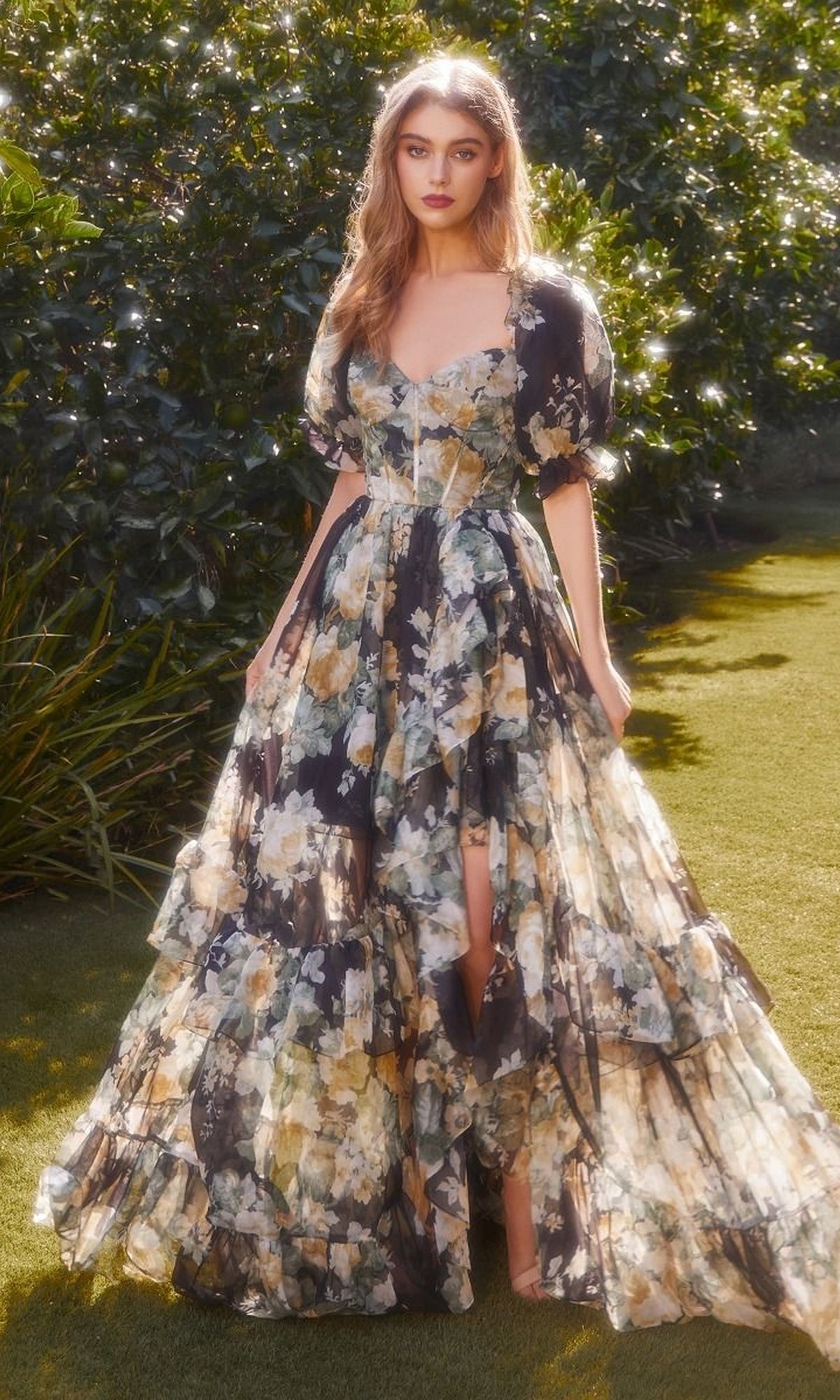 Puff-Sleeve Long Prom Dress: Andrea and Leo A1336 - Image 4