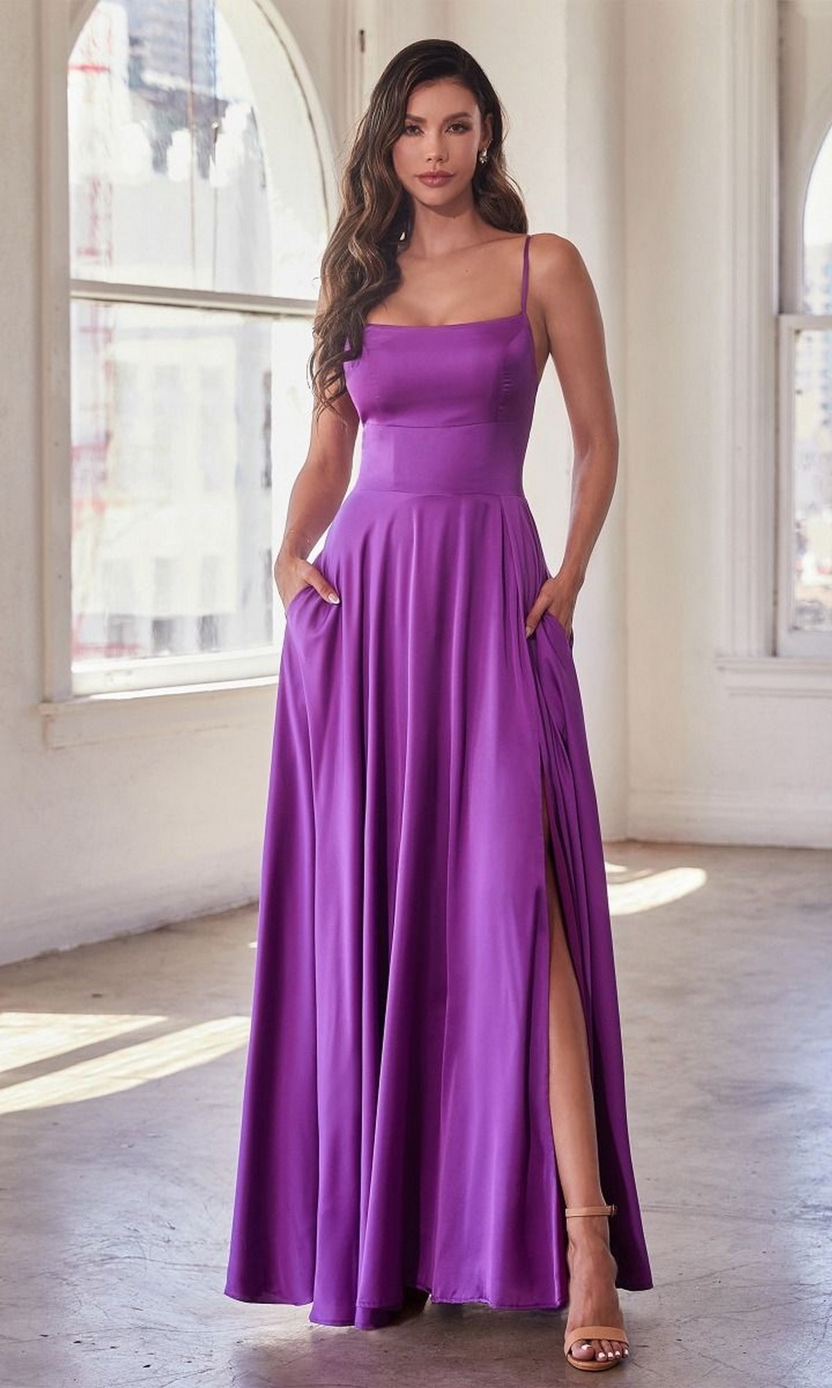 Lace-Up Classic Long Prom Dress B8402 - Image 11
