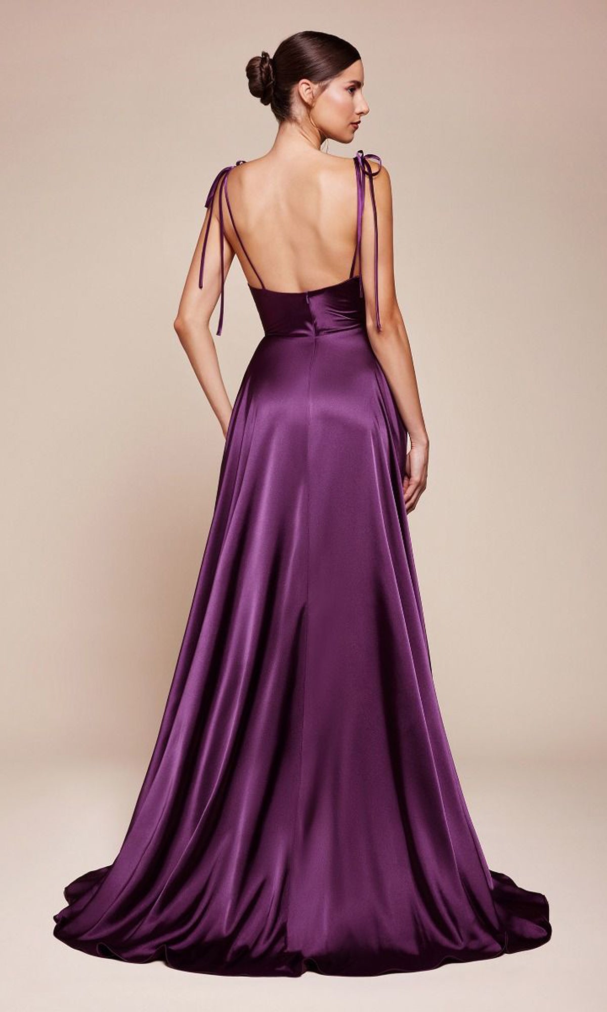 Cowl-Neck Long Satin Prom Dress: Ladivine BD104 - Image 2