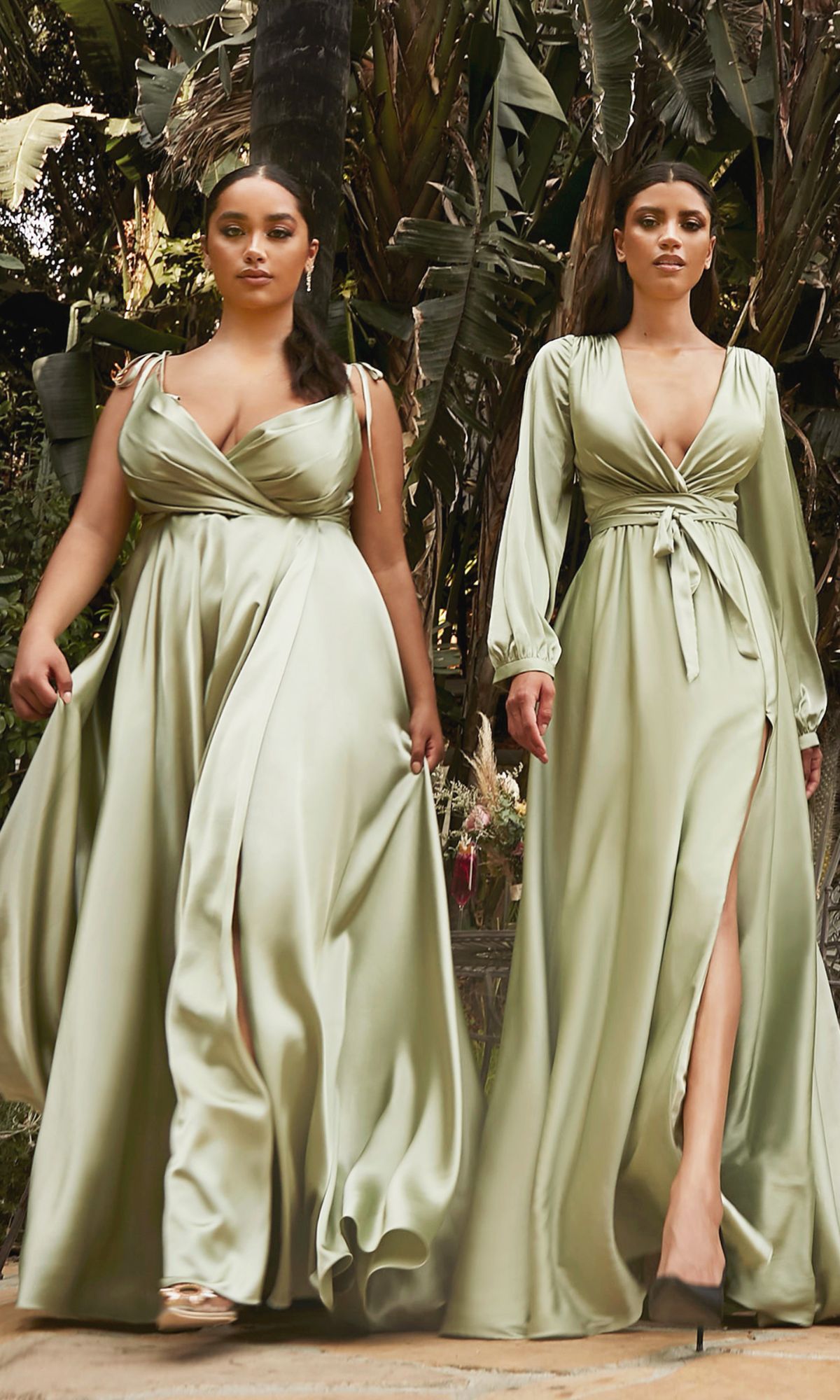 Shoulder-Tie Long Satin V-Neck Prom Dress BD105 - Image 13