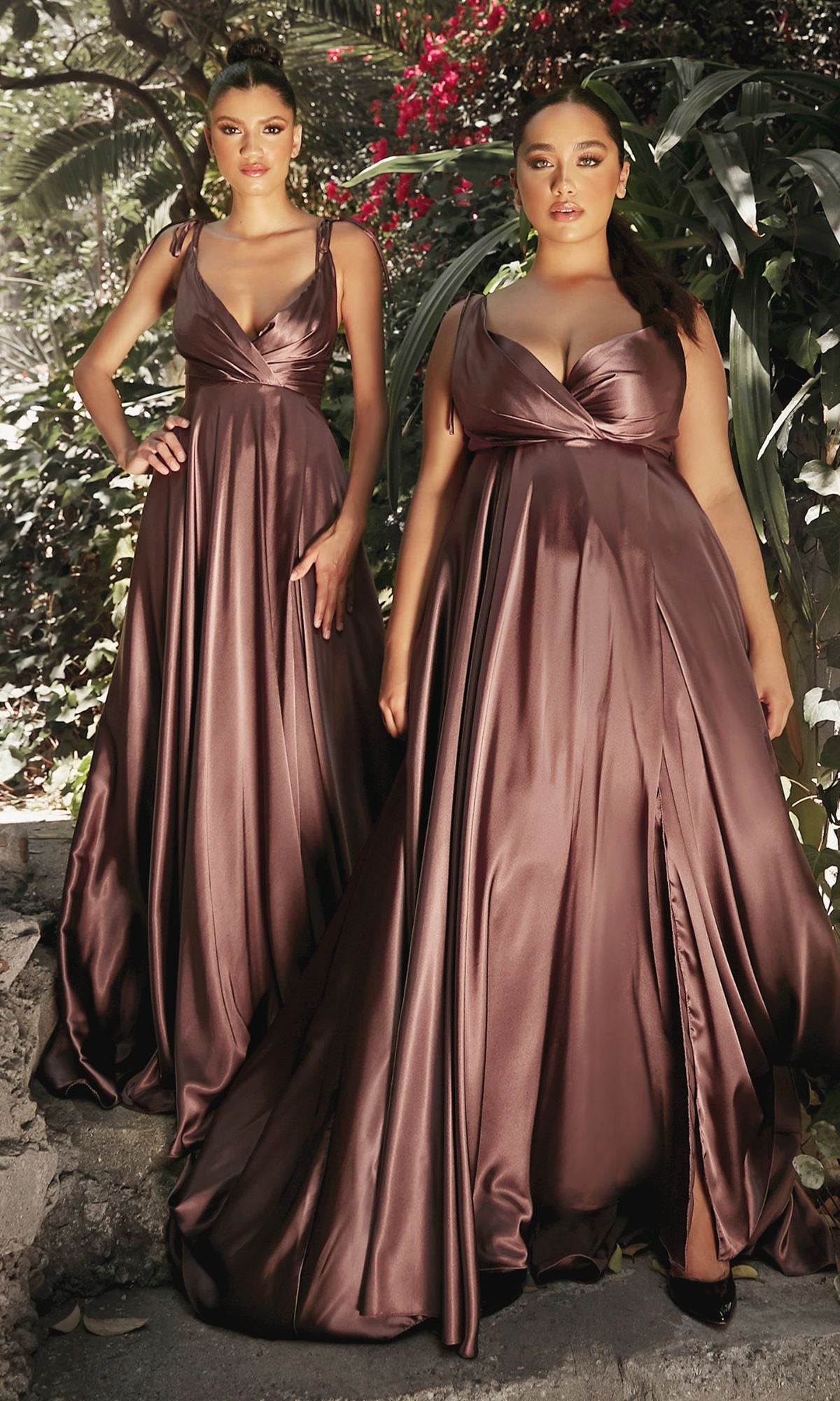 Shoulder-Tie Long Satin V-Neck Prom Dress BD105 - Image 7