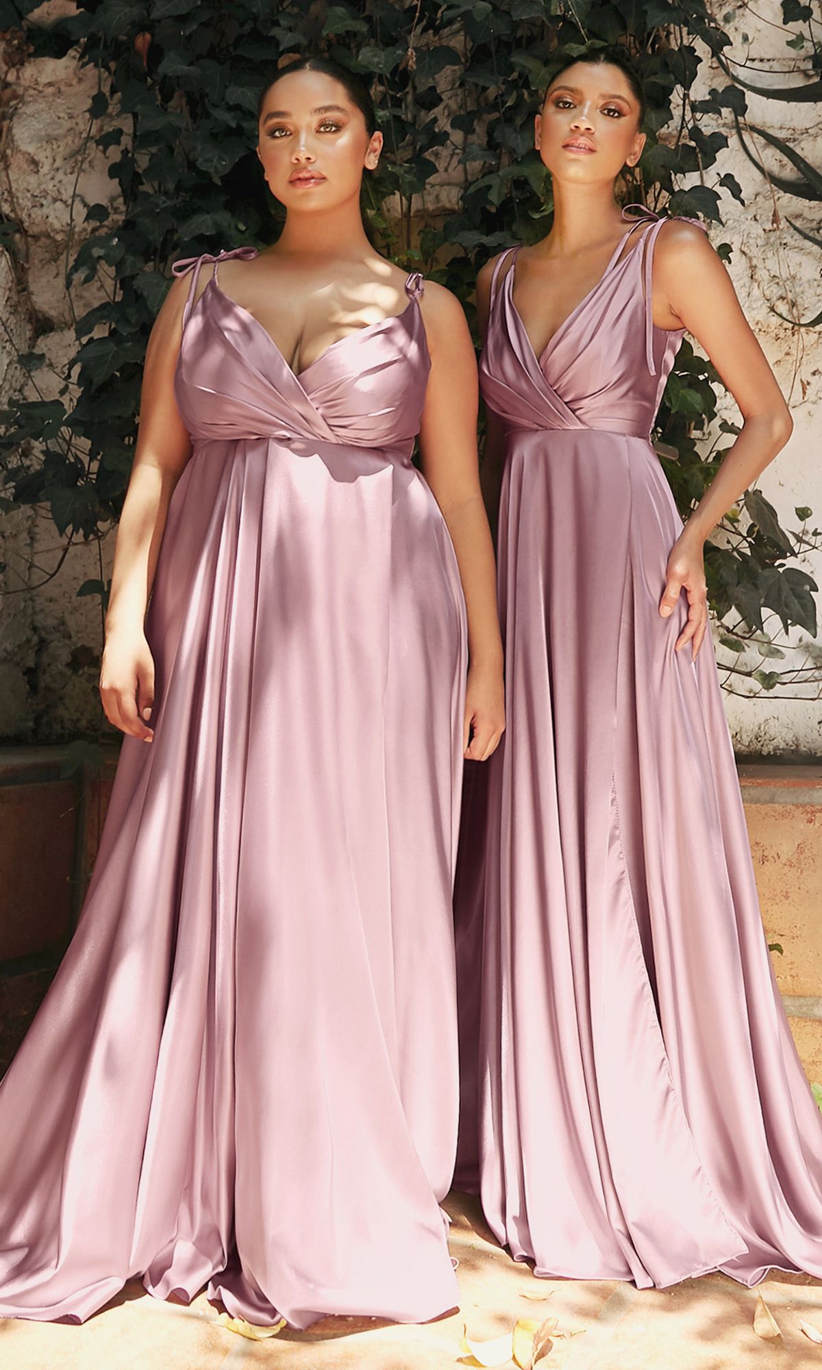 Shoulder-Tie Long Satin V-Neck Prom Dress BD105 - Image 8