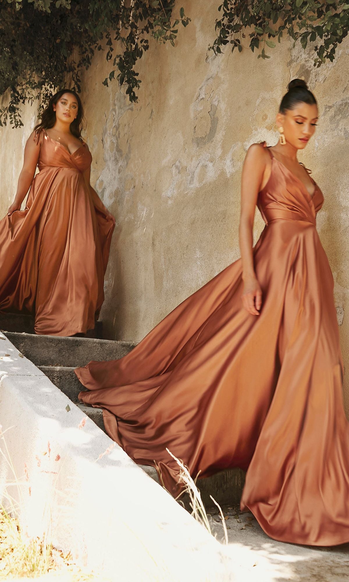 Shoulder-Tie Long Satin V-Neck Prom Dress BD105 - Image 11