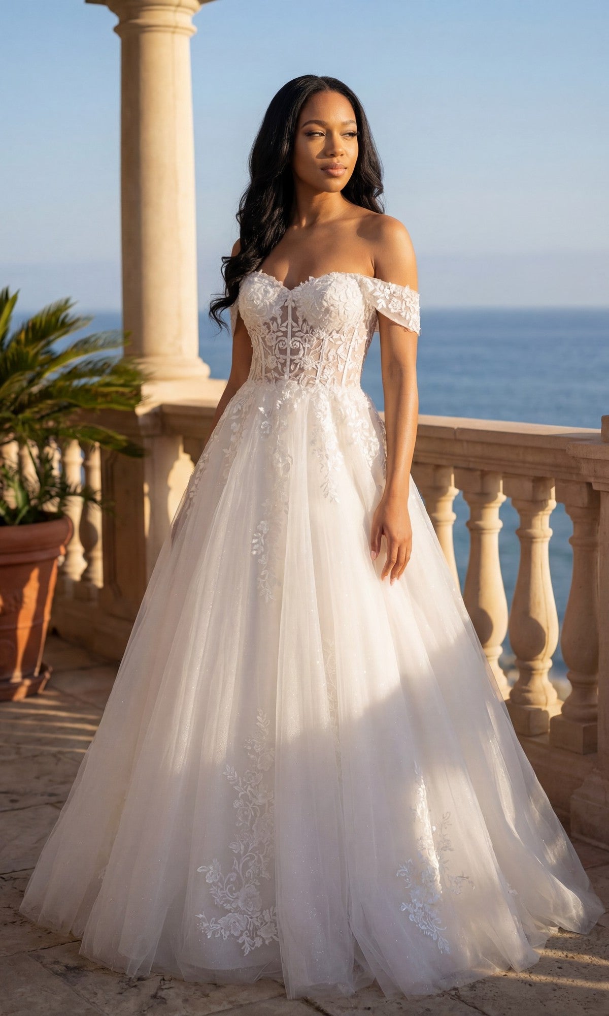 Off-the-Shoulder Long Glitter Ball Gown: Chicas - Image 7