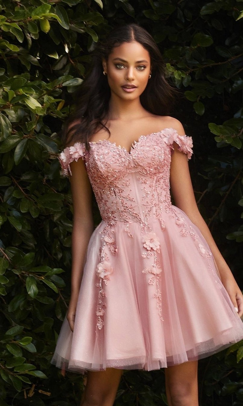 Off-Shoulder Short Floral Homecoming Dress CD0194 - Image 4