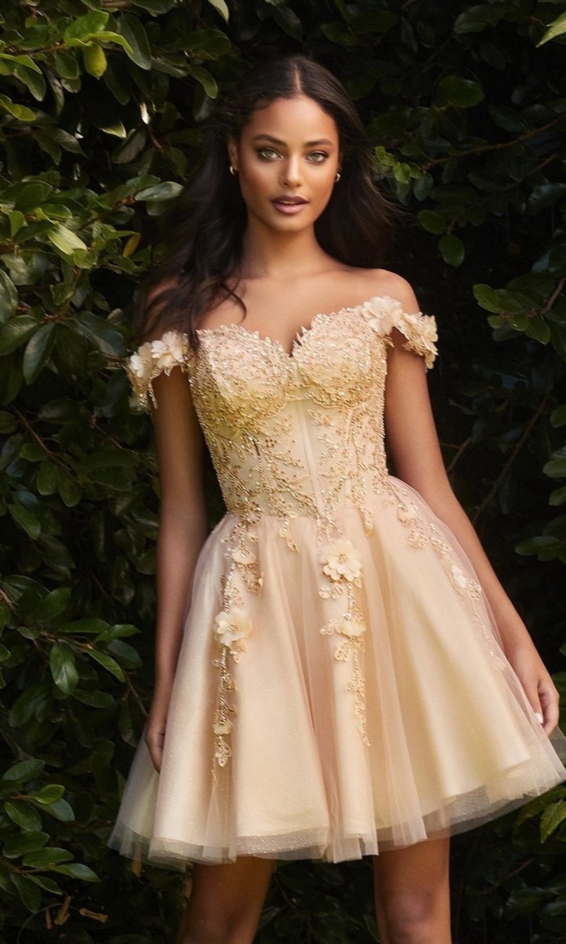 Off-Shoulder Short Floral Homecoming Dress CD0194 - Image 3