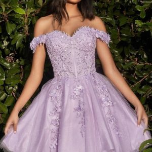 Off-Shoulder Short Floral Homecoming Dress CD0194