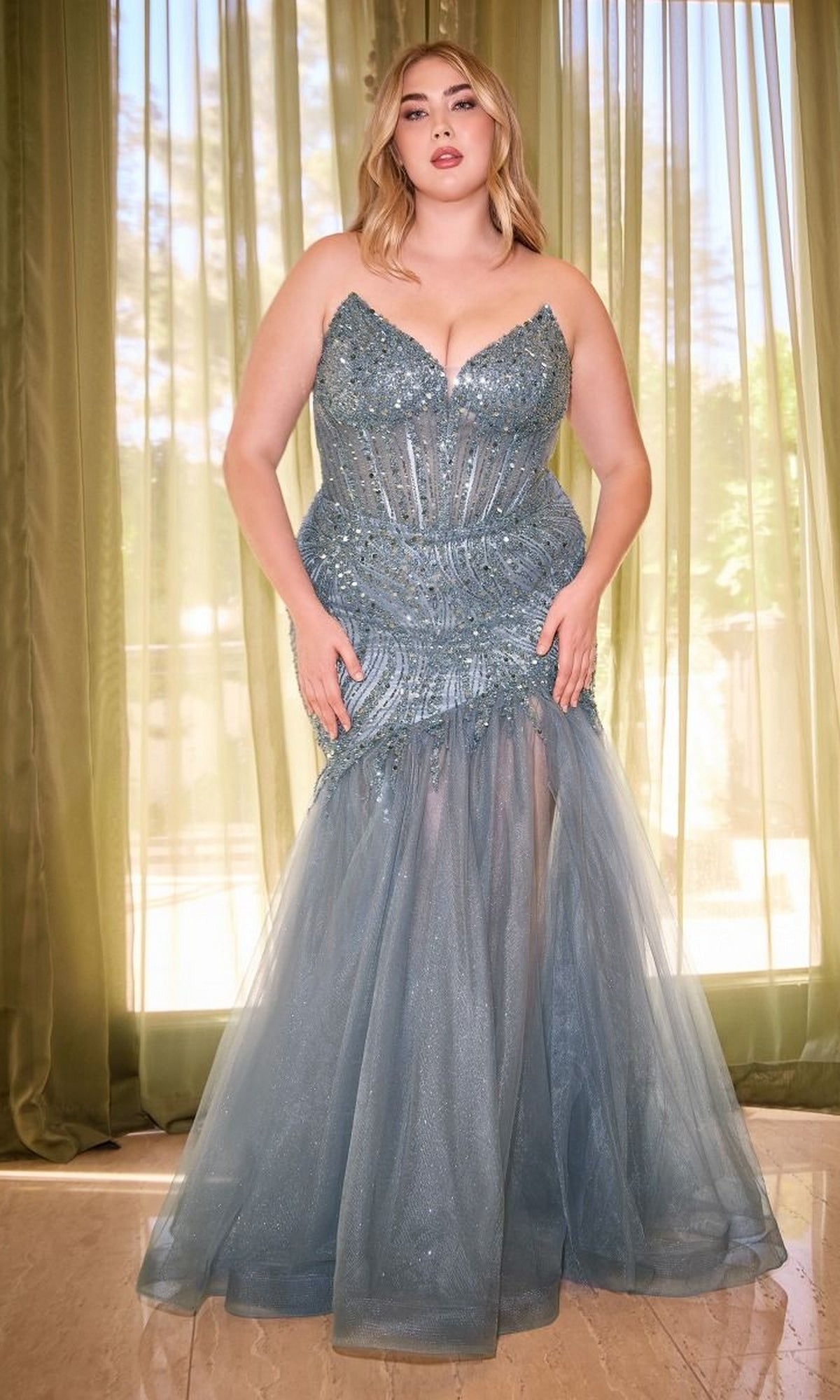 Plus-Size Long Mermaid Prom Dress CD0214C - Image 3