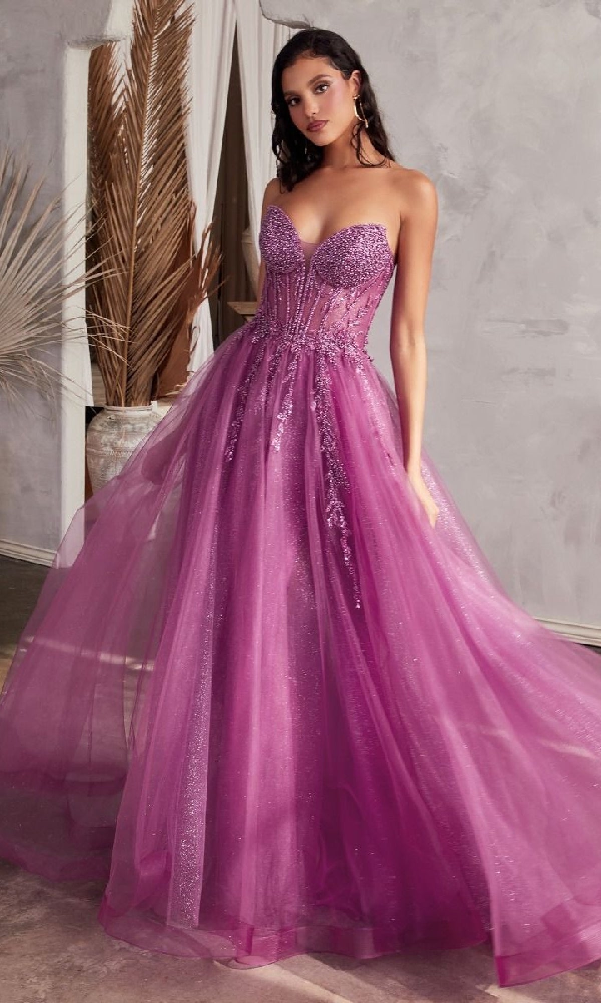 Strapless Sheer-Corset Long Prom Ball Gown CLCD0230 - Image 4