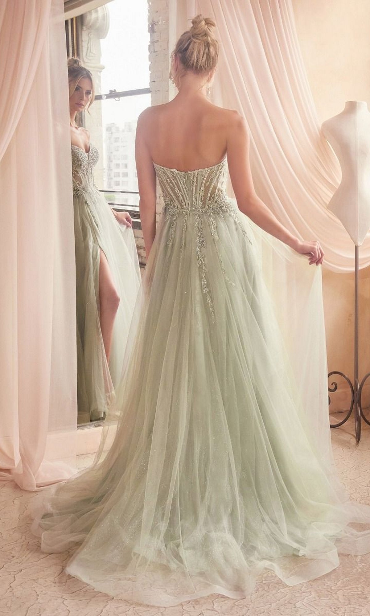 Strapless Sheer-Corset Long Prom Ball Gown CLCD0230 - Image 2
