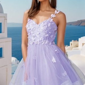 Lace-Up Short Butterfly Homecoming Dress 3369