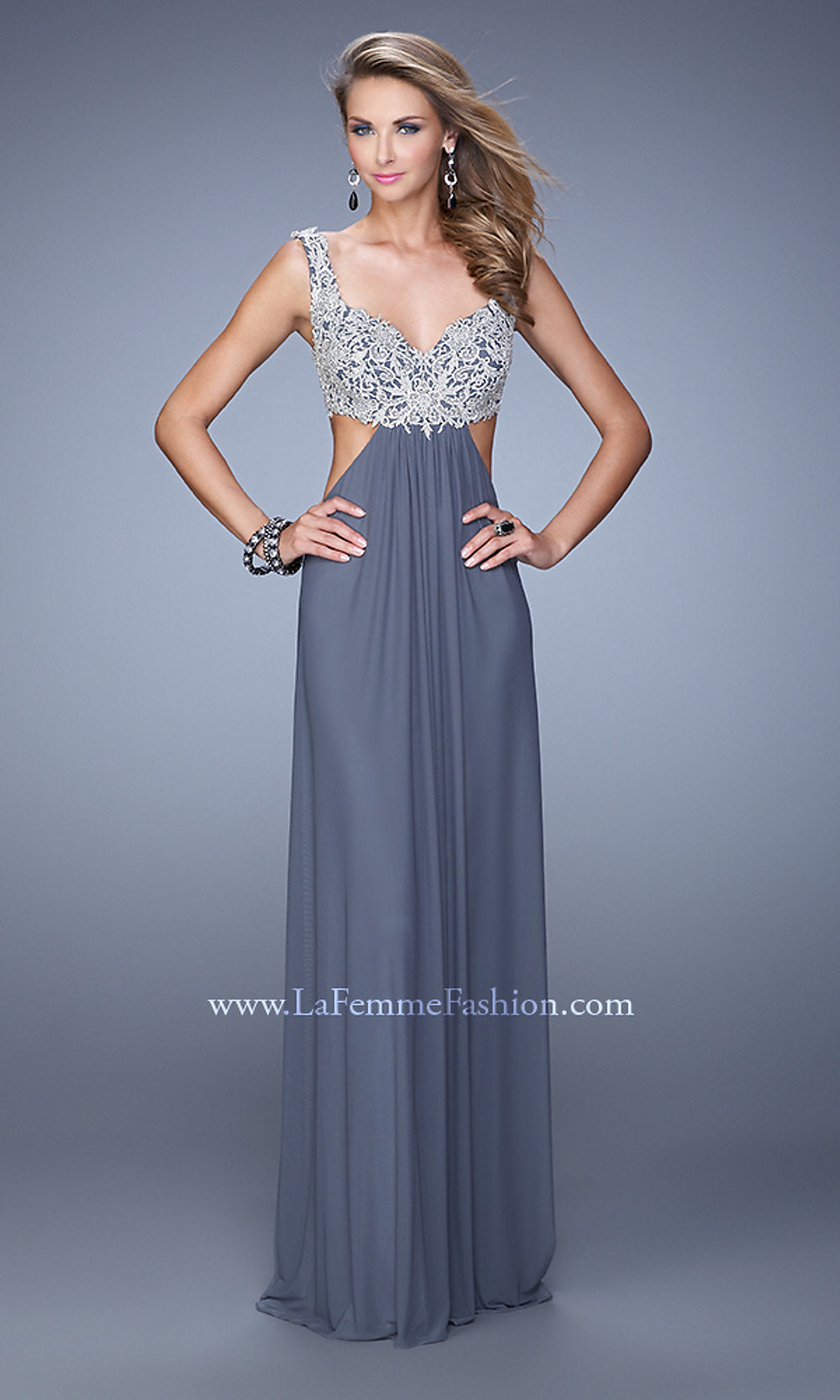 Long La Femme Prom Dress with Cut-Out Sides - Image 5