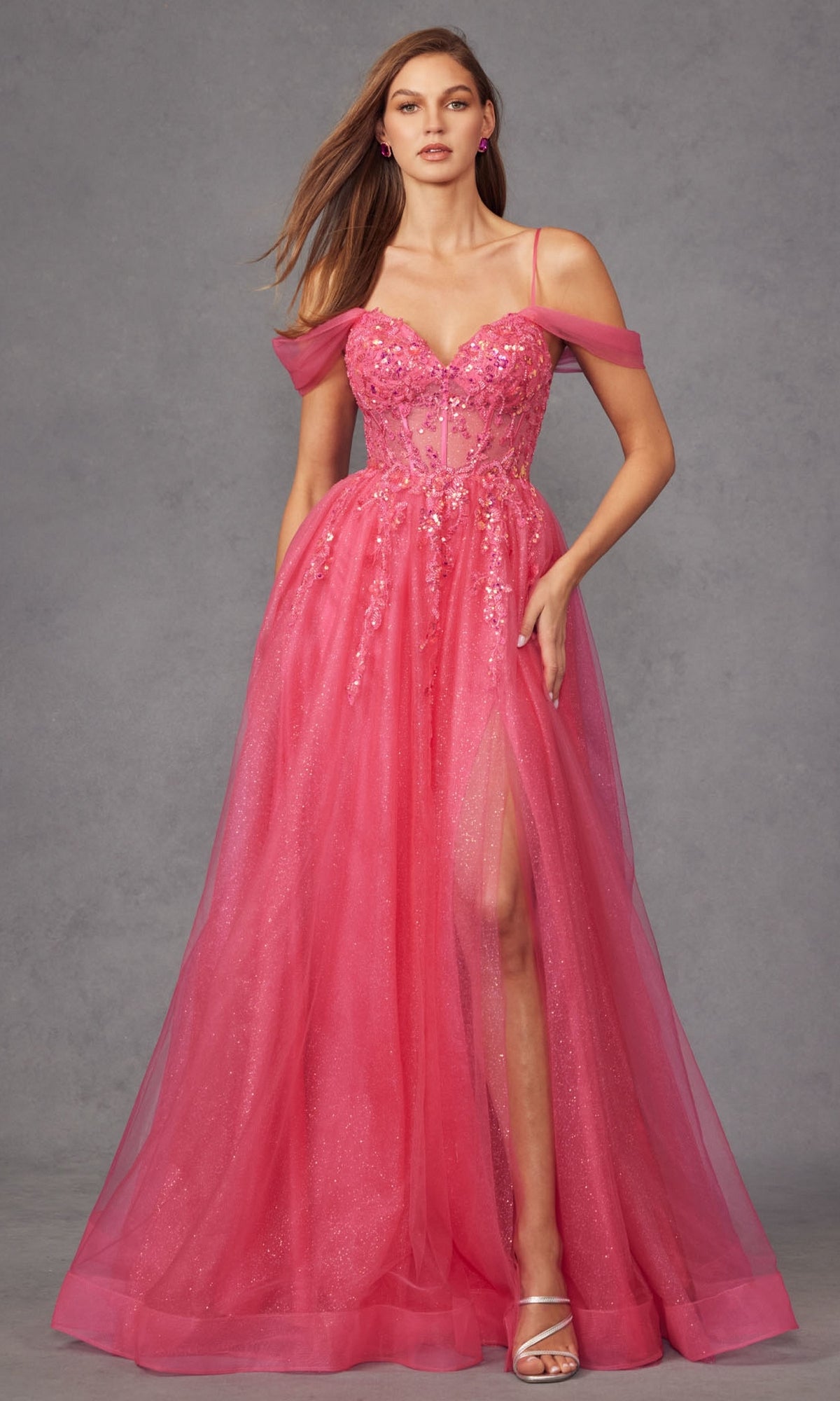 Sheer-Waist Long Prom Ball Gown: Juliet JT2466A - Image 3