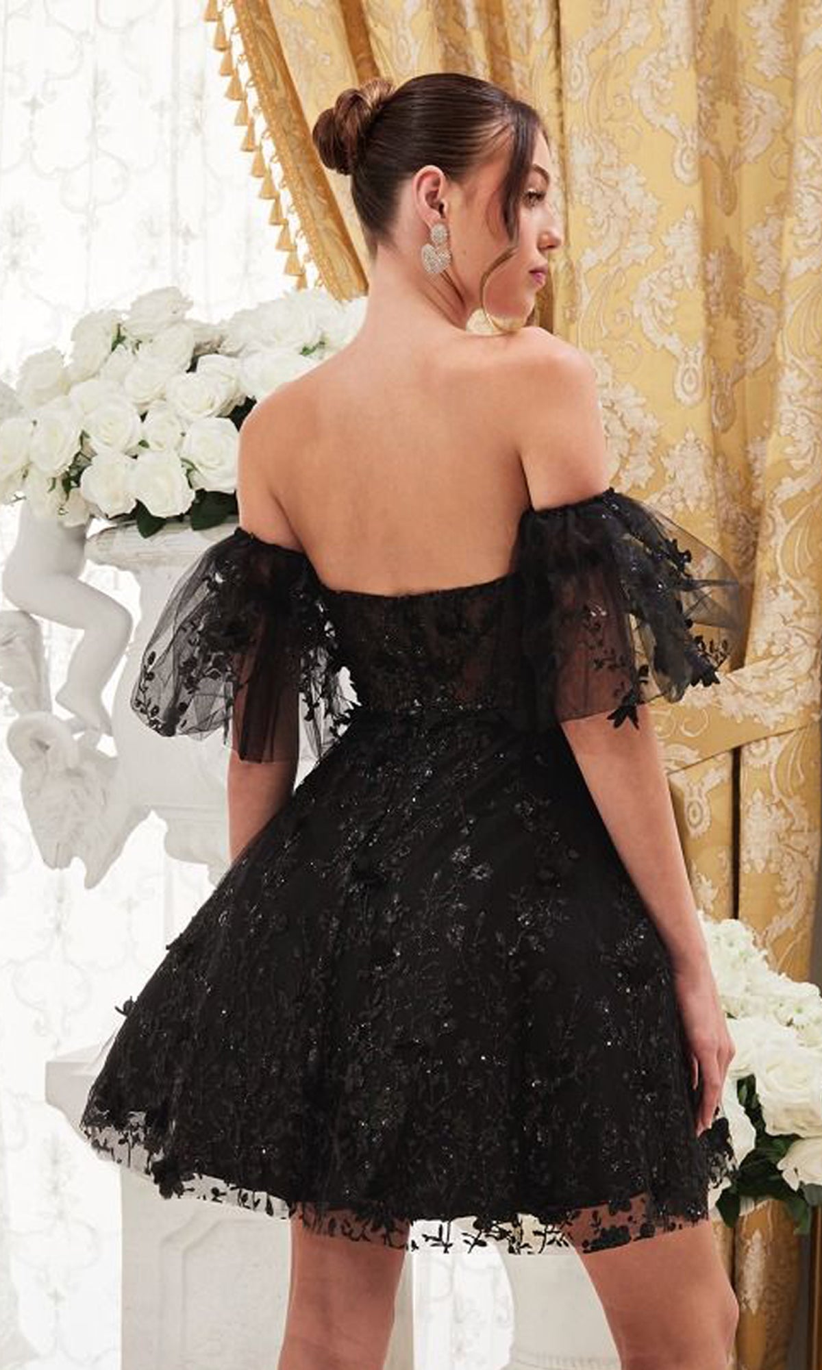 Puff-Sleeve Short Strapless Homecoming Dress KV1089 - Image 2