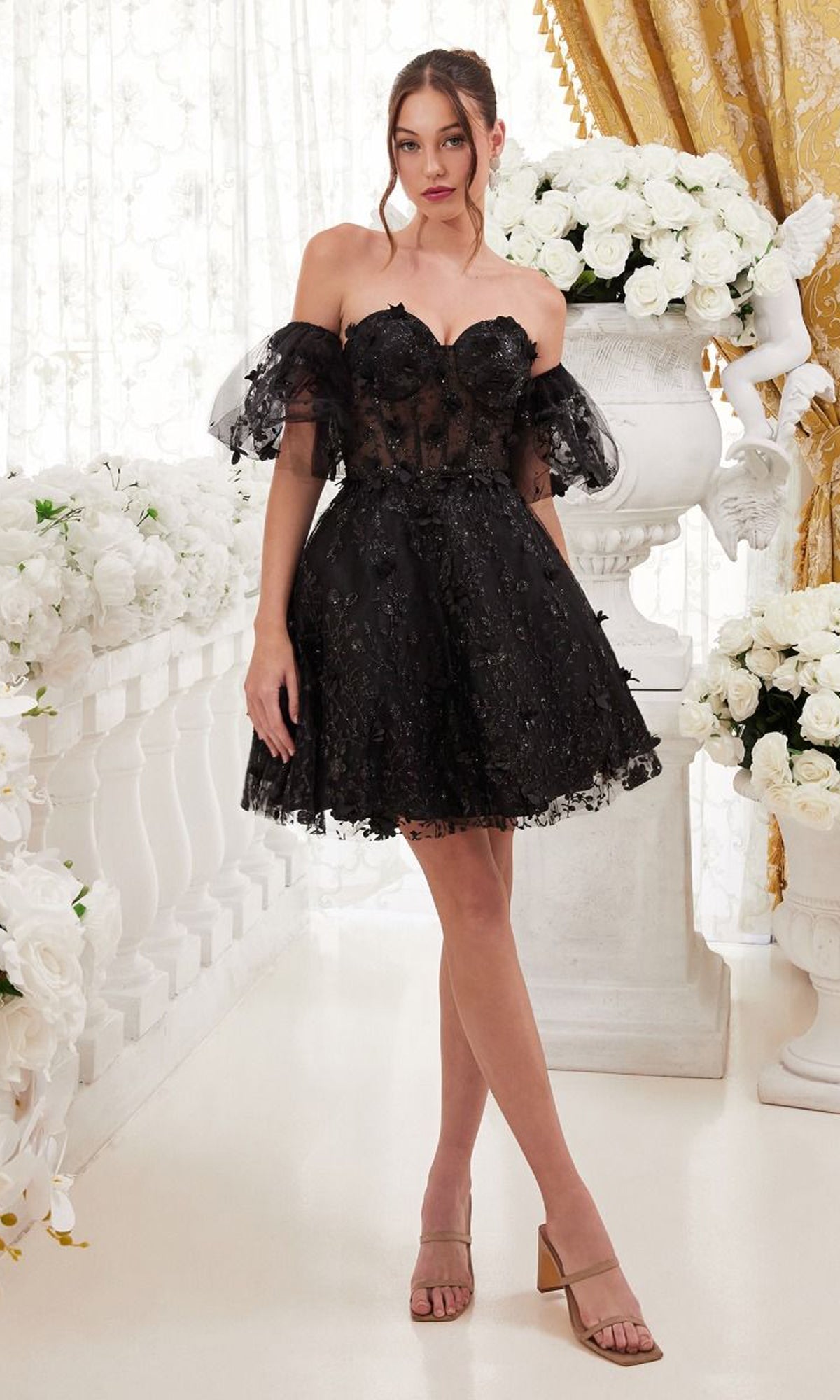 Puff-Sleeve Short Strapless Homecoming Dress KV1089 - Image 10