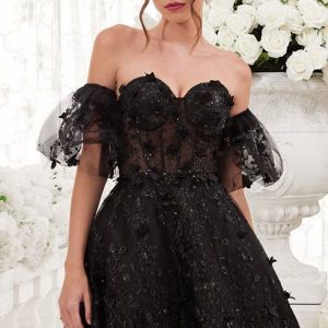 Puff-Sleeve Short Strapless Homecoming Dress KV1089