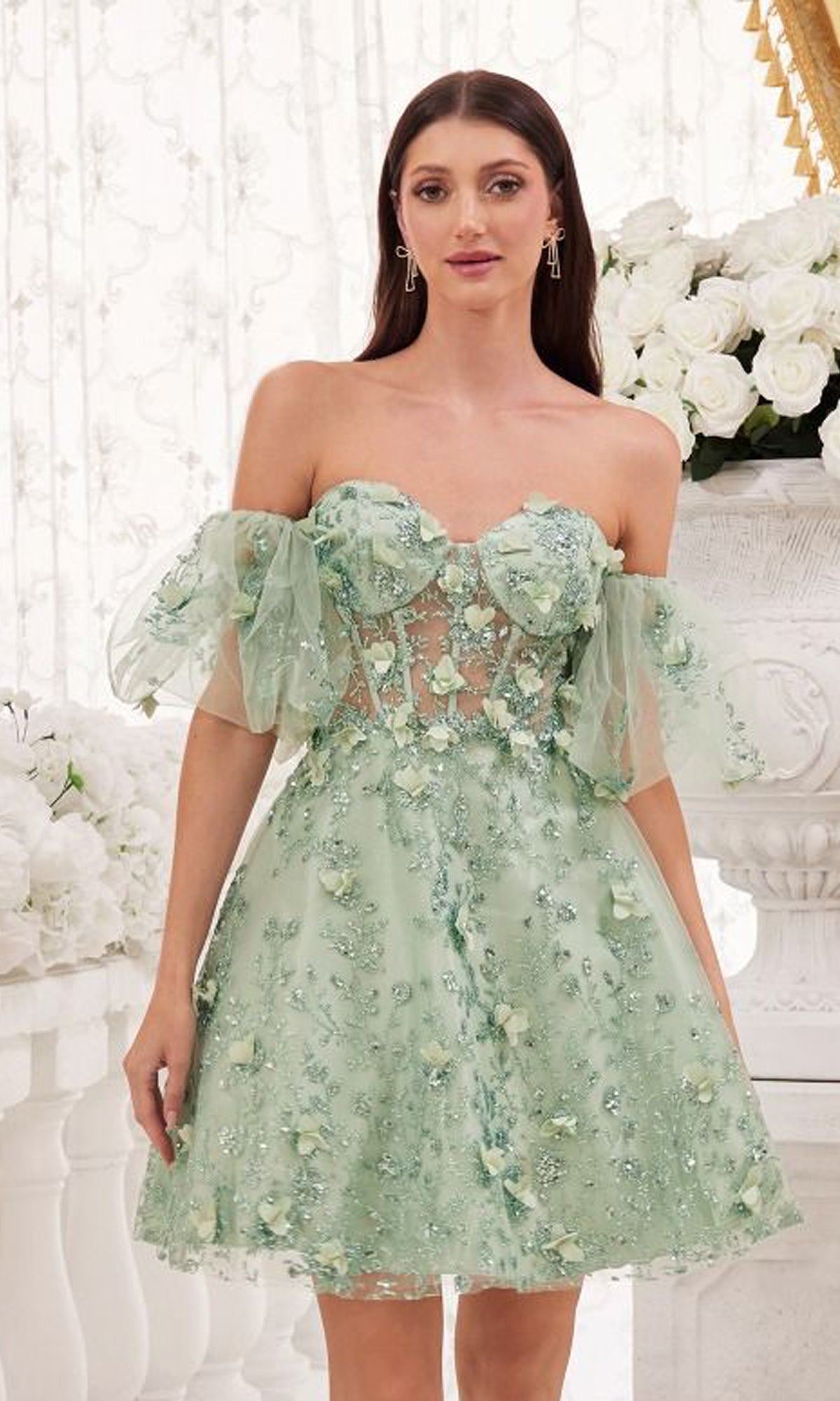 Puff-Sleeve Short Strapless Homecoming Dress KV1089 - Image 4
