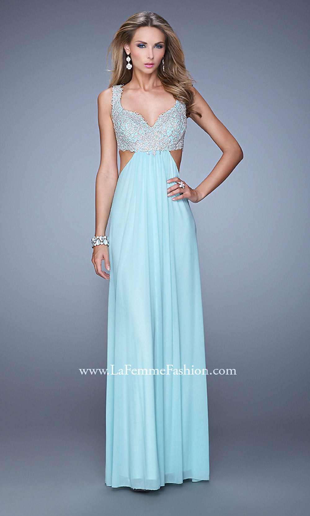 Long La Femme Prom Dress with Cut-Out Sides - Image 4