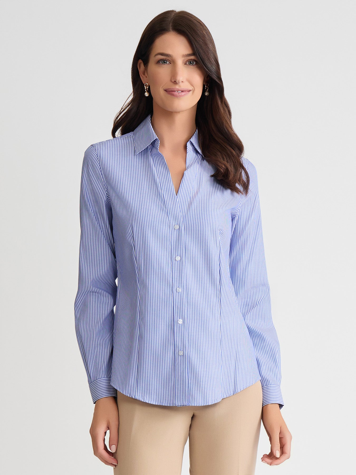 Striped Easy-Care Button-Up Shirt - Image 3