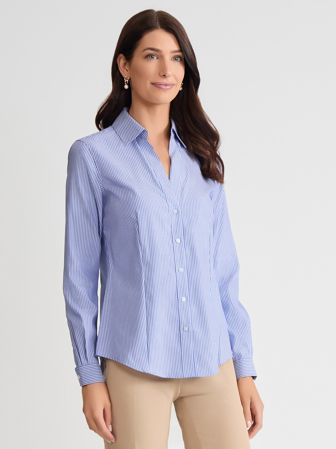 Striped Easy-Care Button-Up Shirt - Image 4