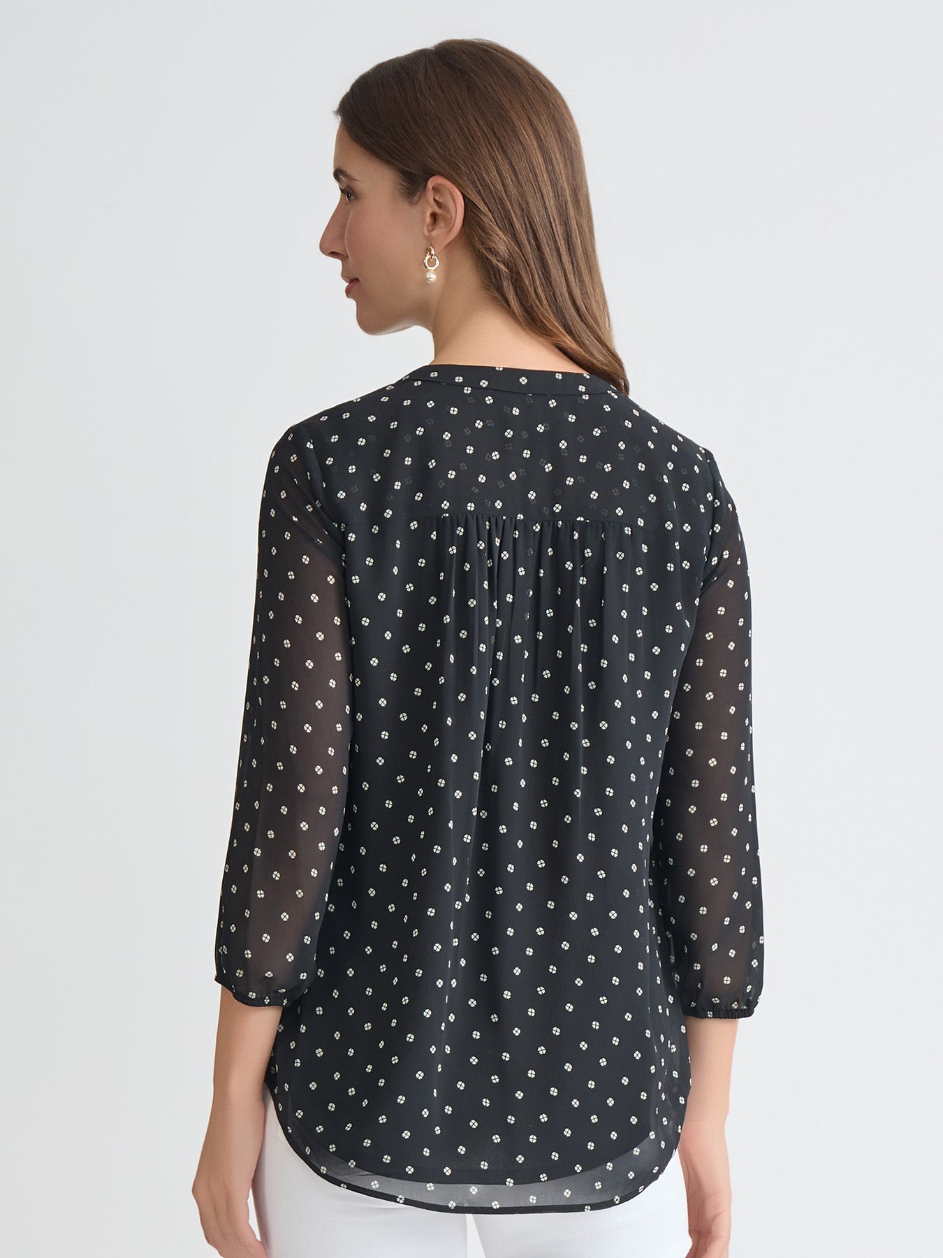 Sheer Sleeve Floral Dot Tunic - Image 3